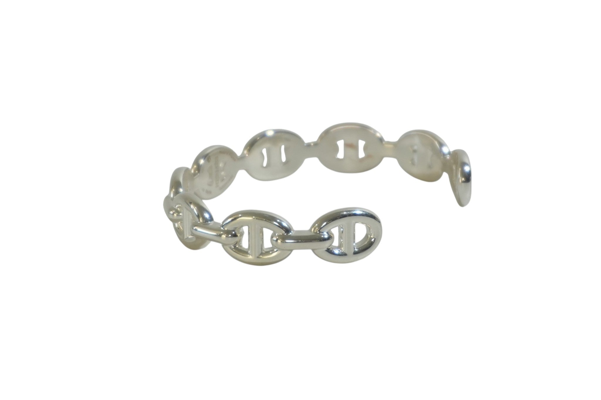 Pre-owned Hermes Chain d'Ancre Bangle Silver tone