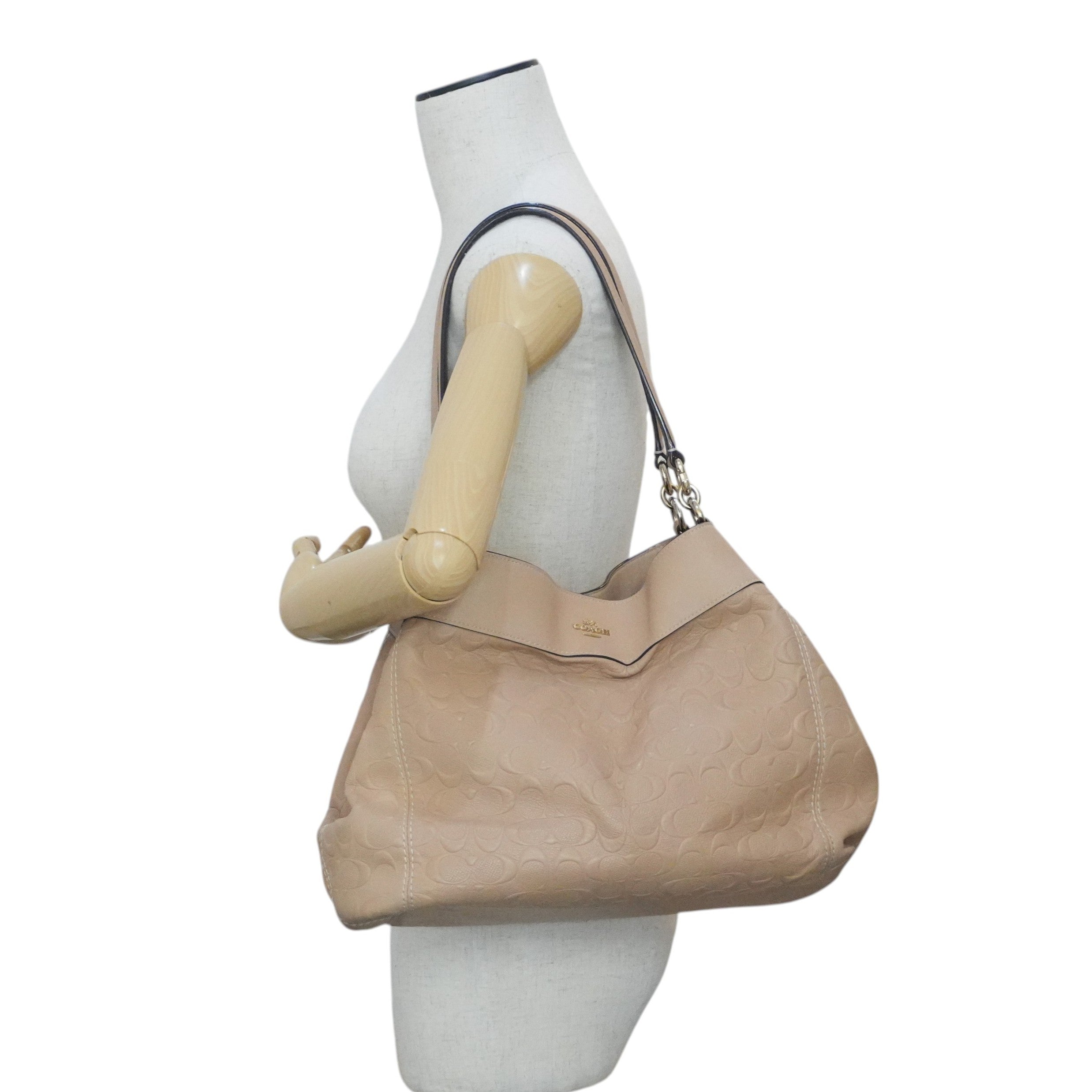 Pre-owned Coach Shoulder Tote Bag Beige