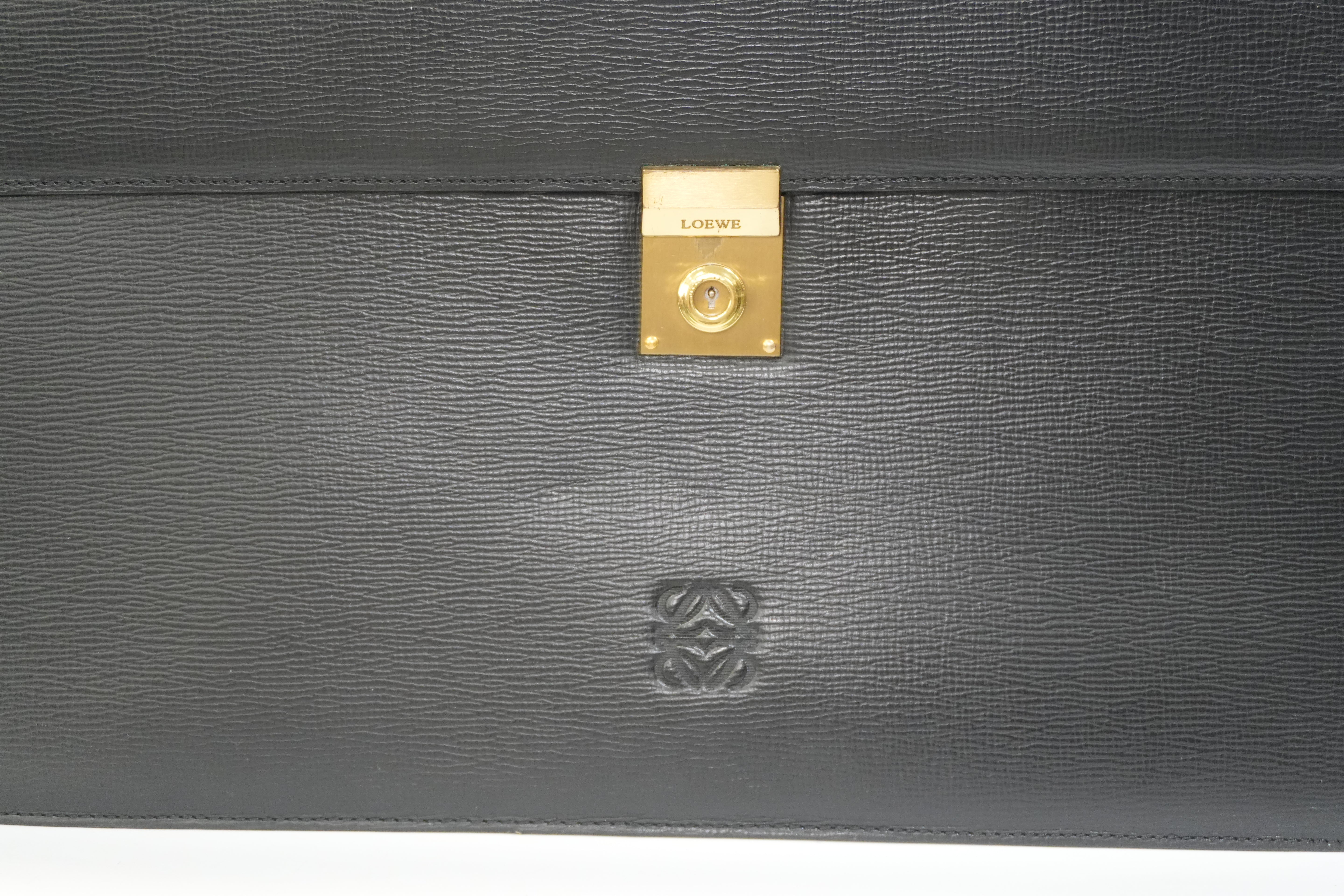 Pre-owned Loewe Leather Briefcase Handbag Black