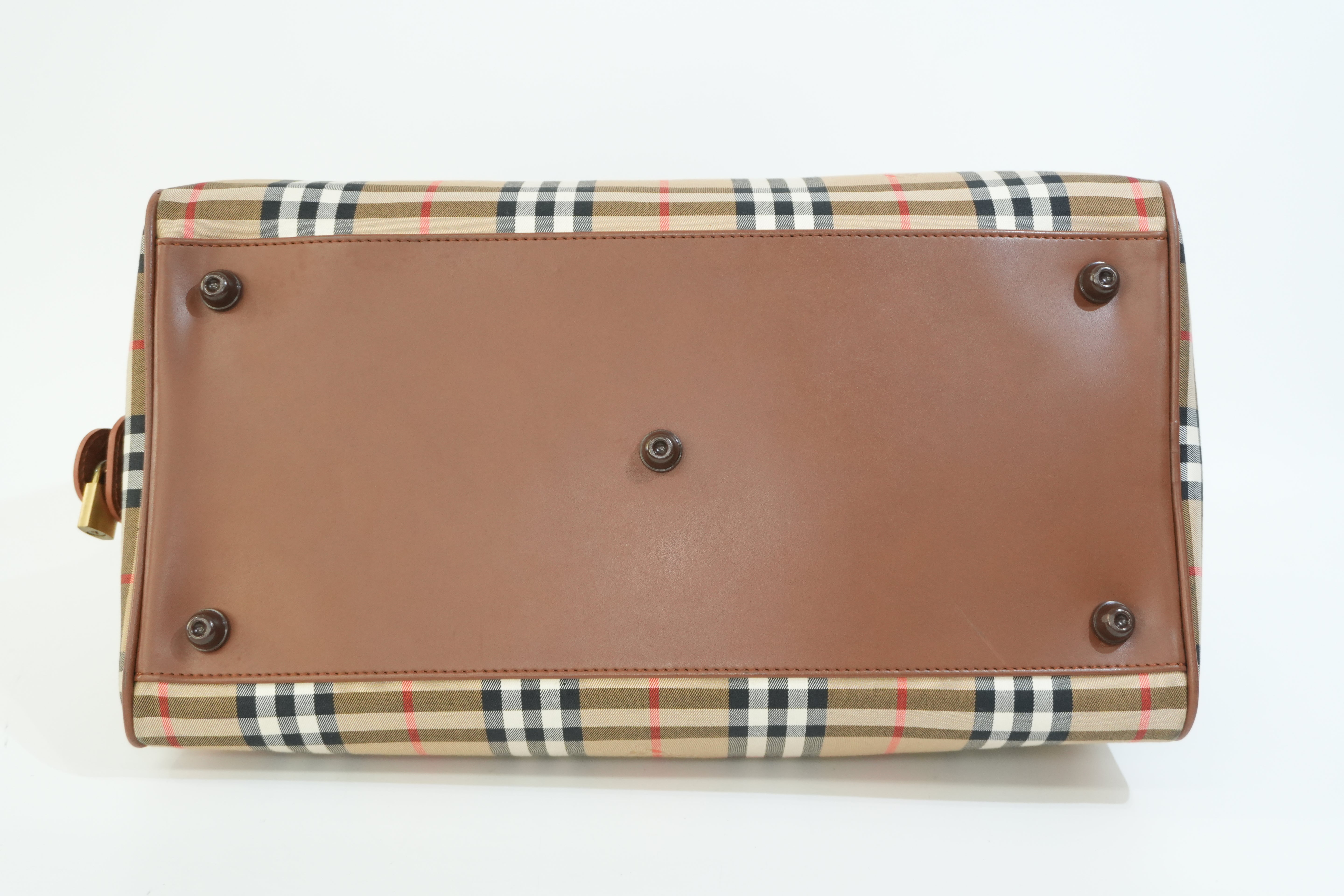 Pre-owned Burberry Haymarket Duffle Bag Brown