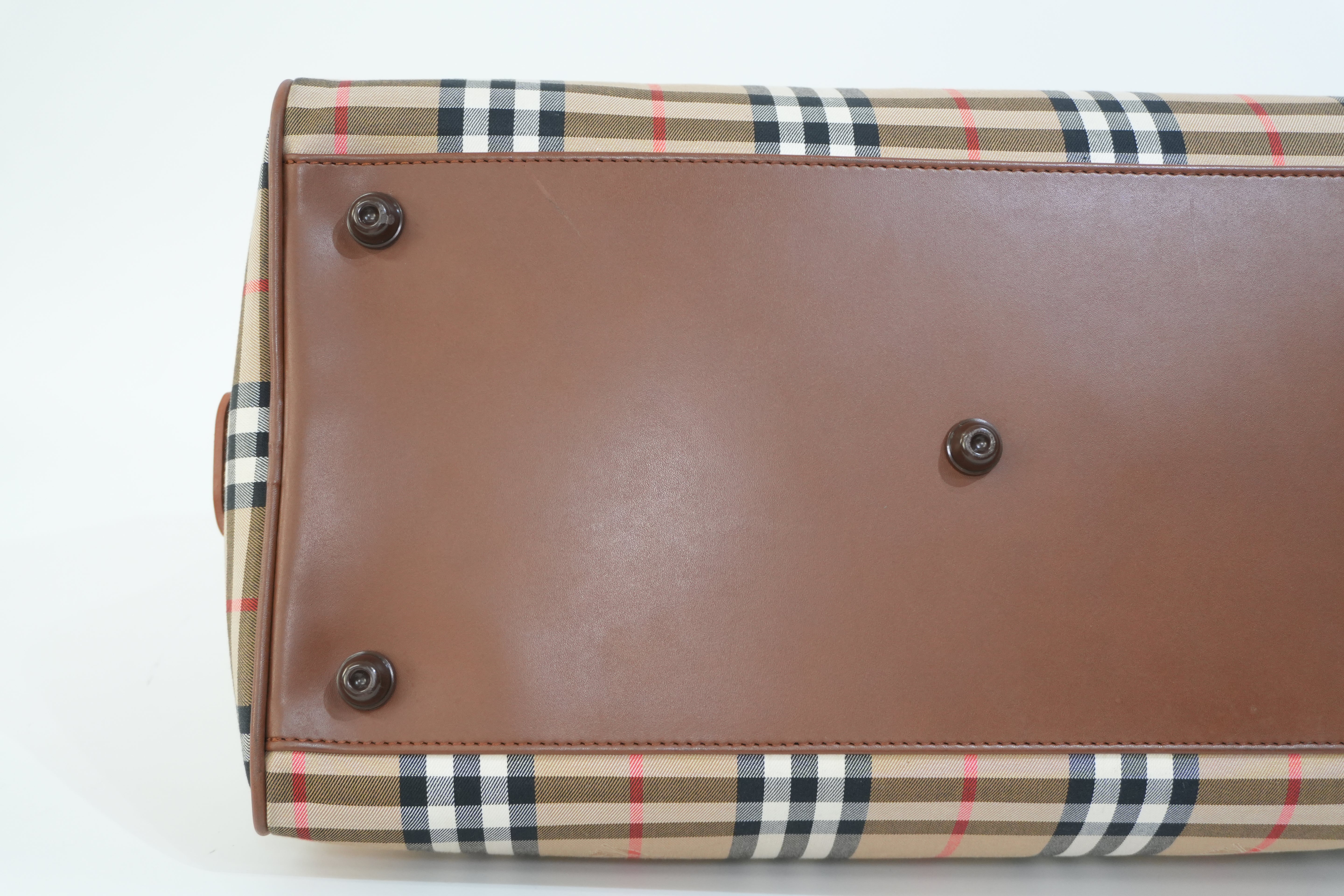 Pre-owned Burberry Haymarket Duffle Bag Brown