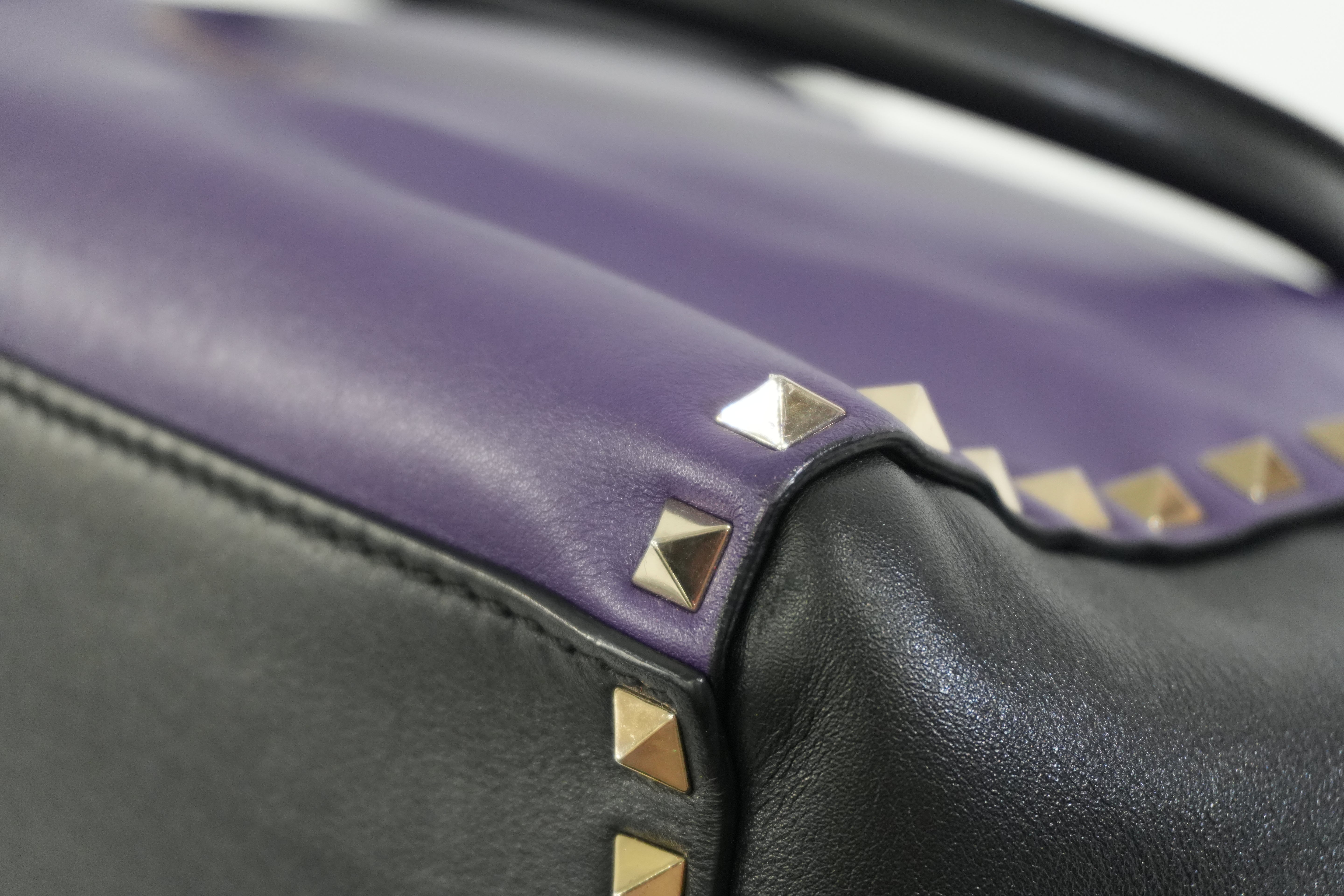 Pre-owned Valentino Two Way Studded Shoulder Bag Purple