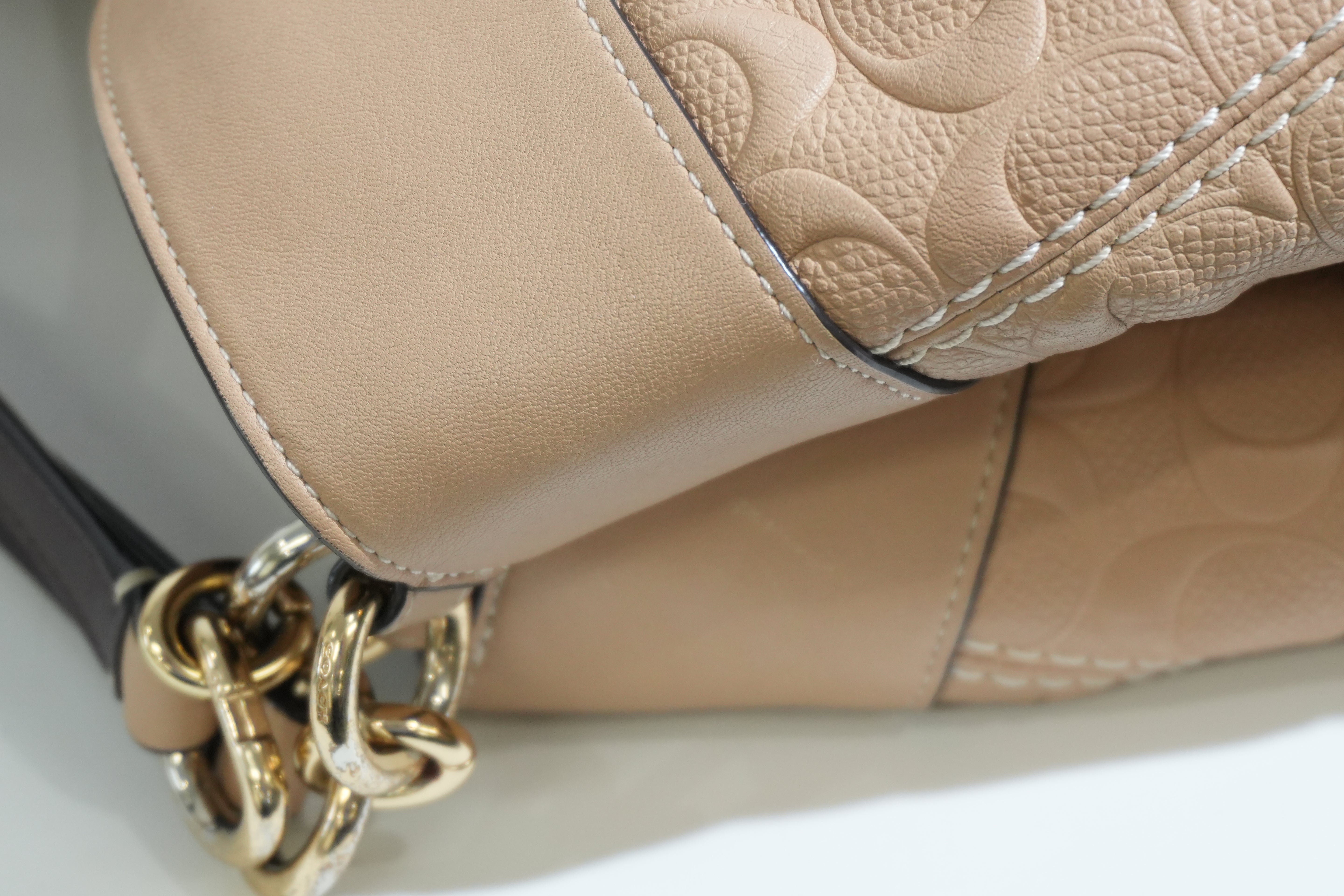Pre-owned Coach Shoulder Tote Bag Beige