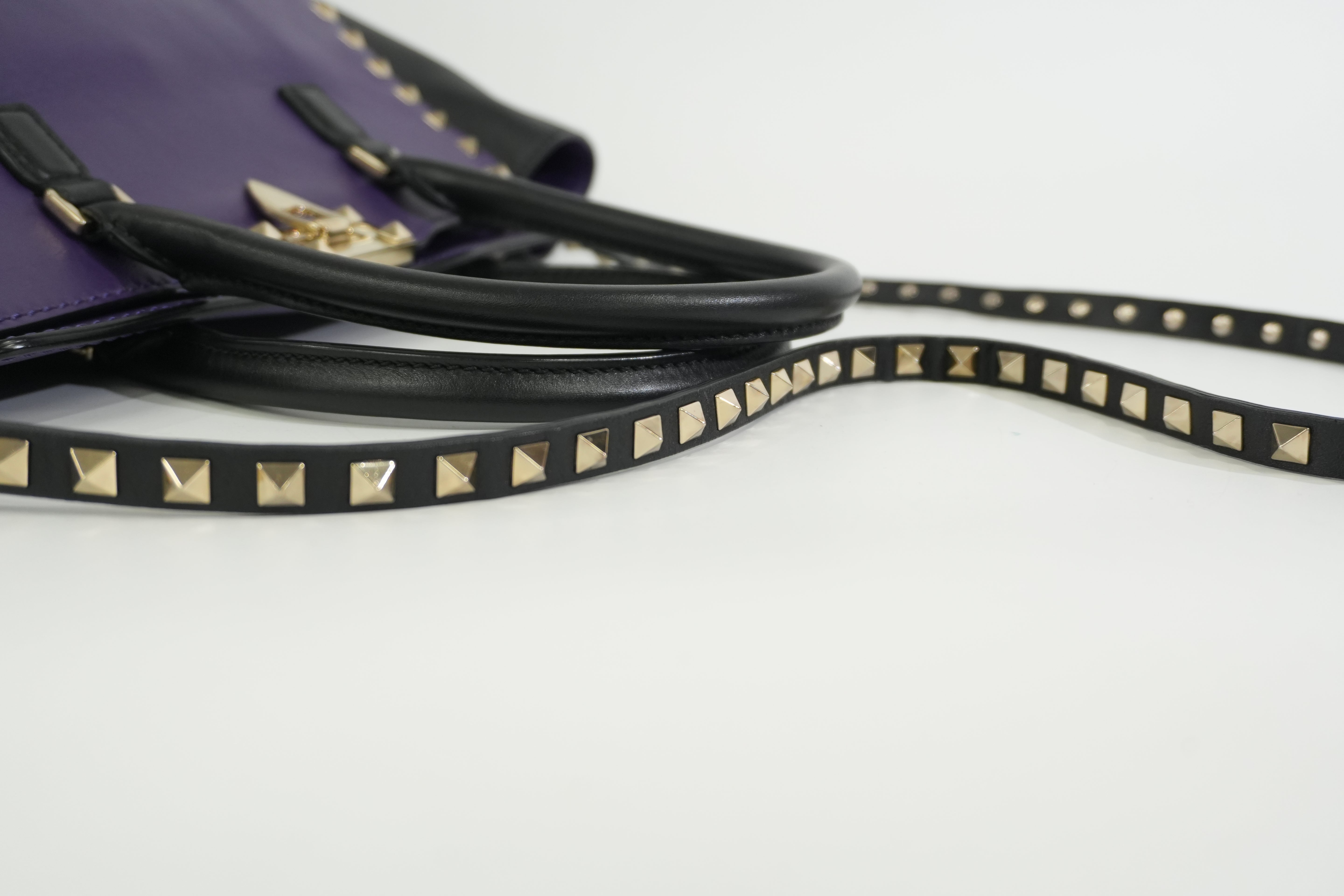 Pre-owned Valentino Two Way Studded Shoulder Bag Purple