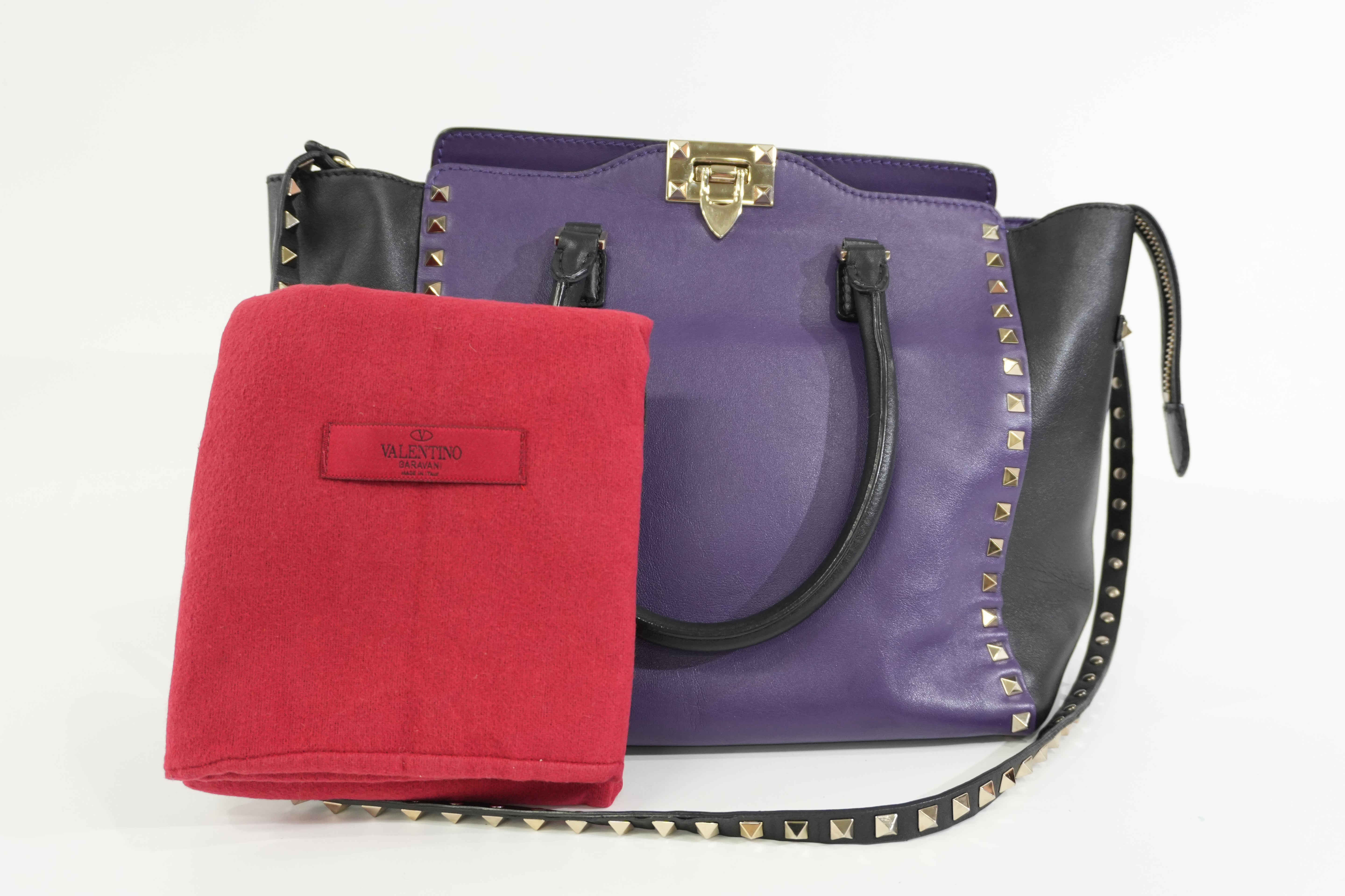 Pre-owned Valentino Two Way Studded Shoulder Bag Purple