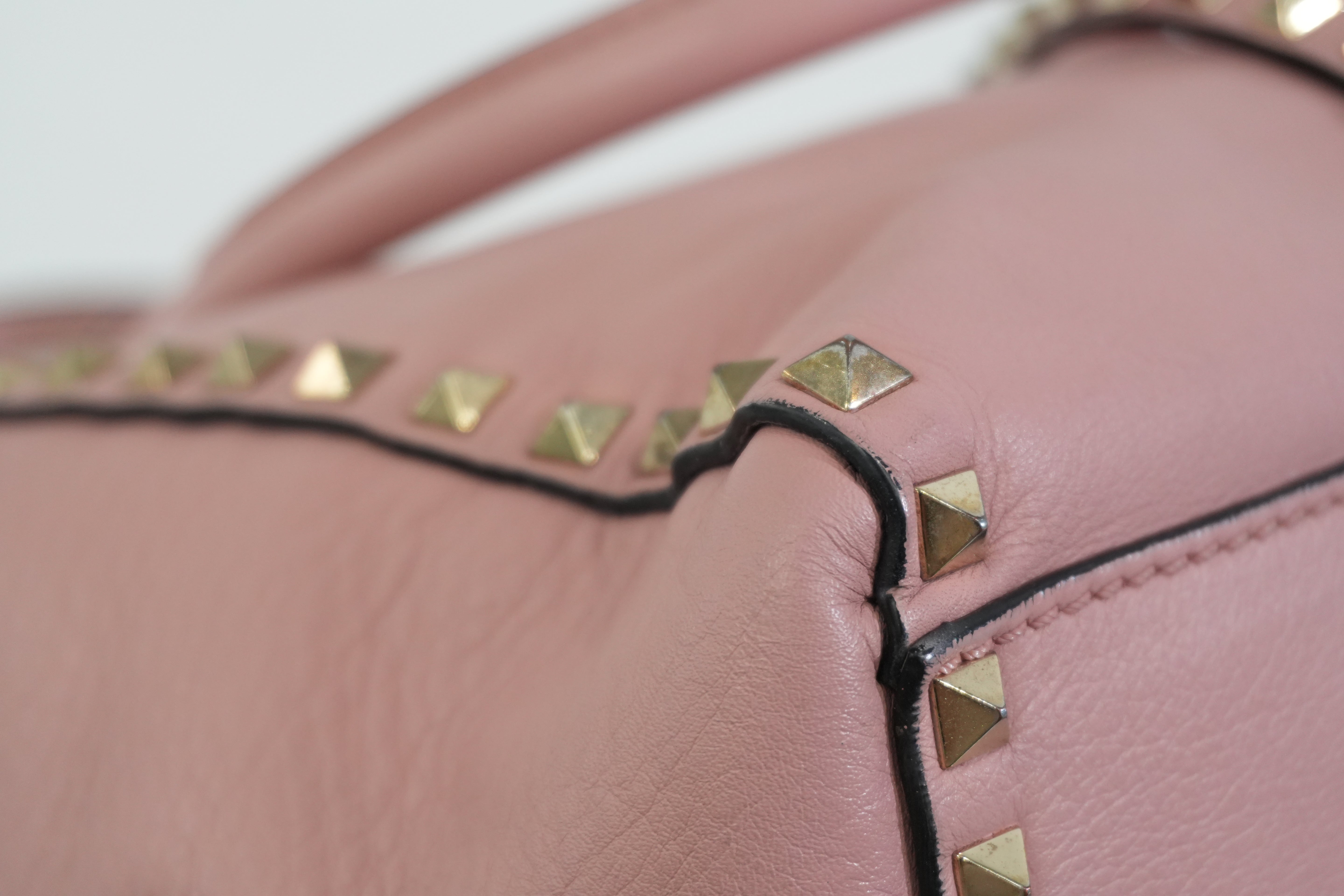 Pre-owned Valentino Two Way Studded Shoulder Bag Pink