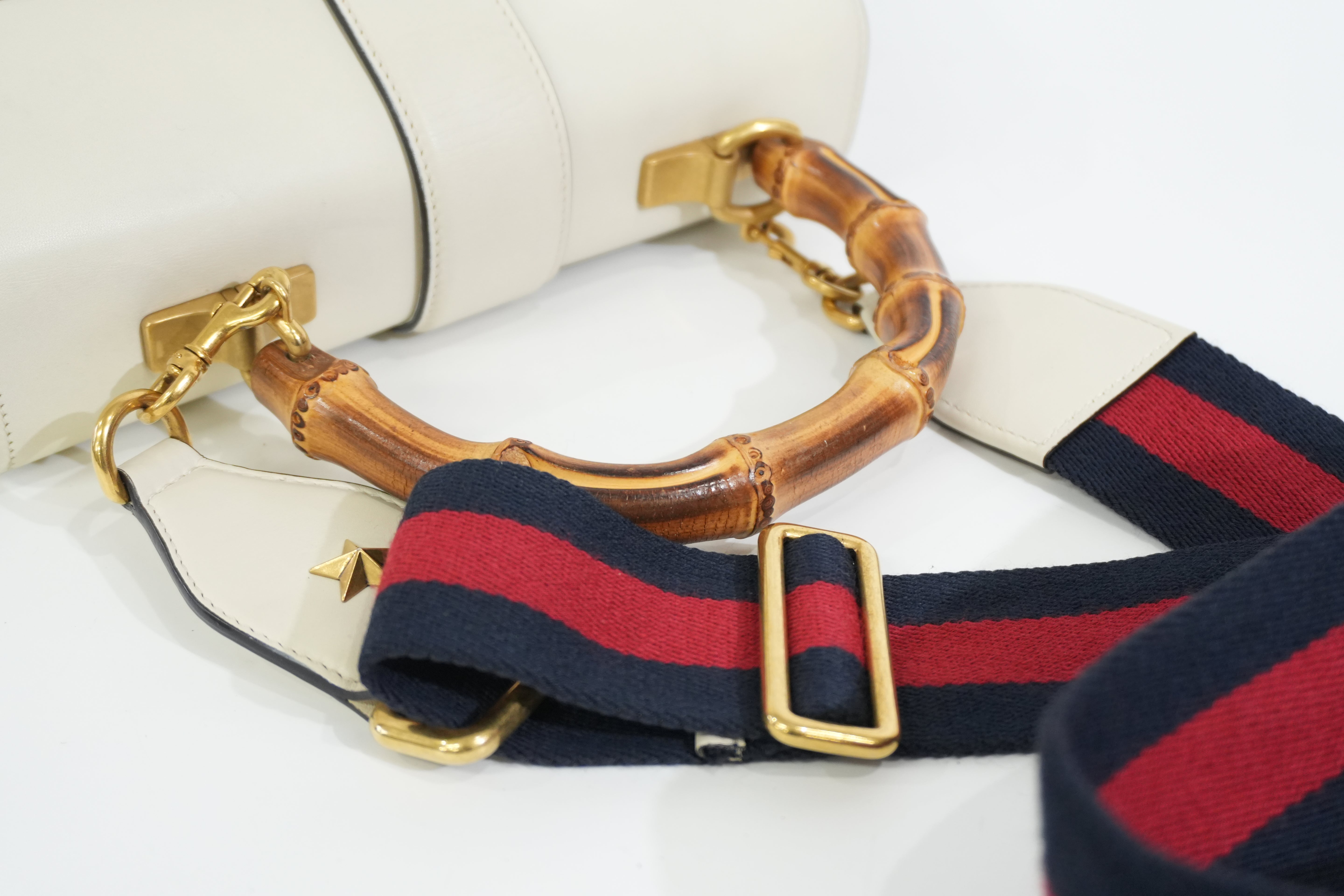 Pre-owned Gucci Two Way Dionysus Bamboo Shoulder Bag White