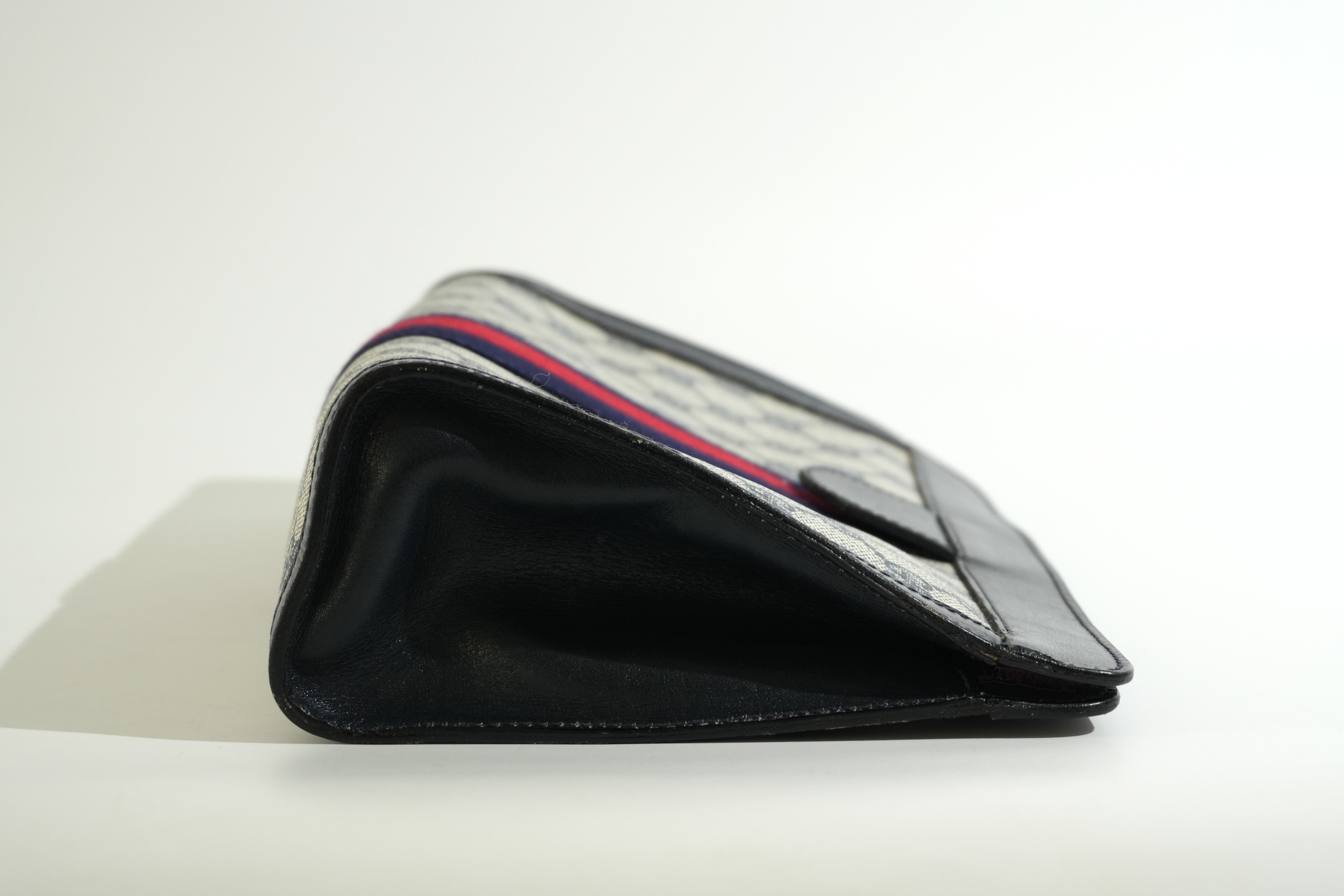 Pre-owned Gucci Ophidia Velcro Clutch Bag Navy Blue