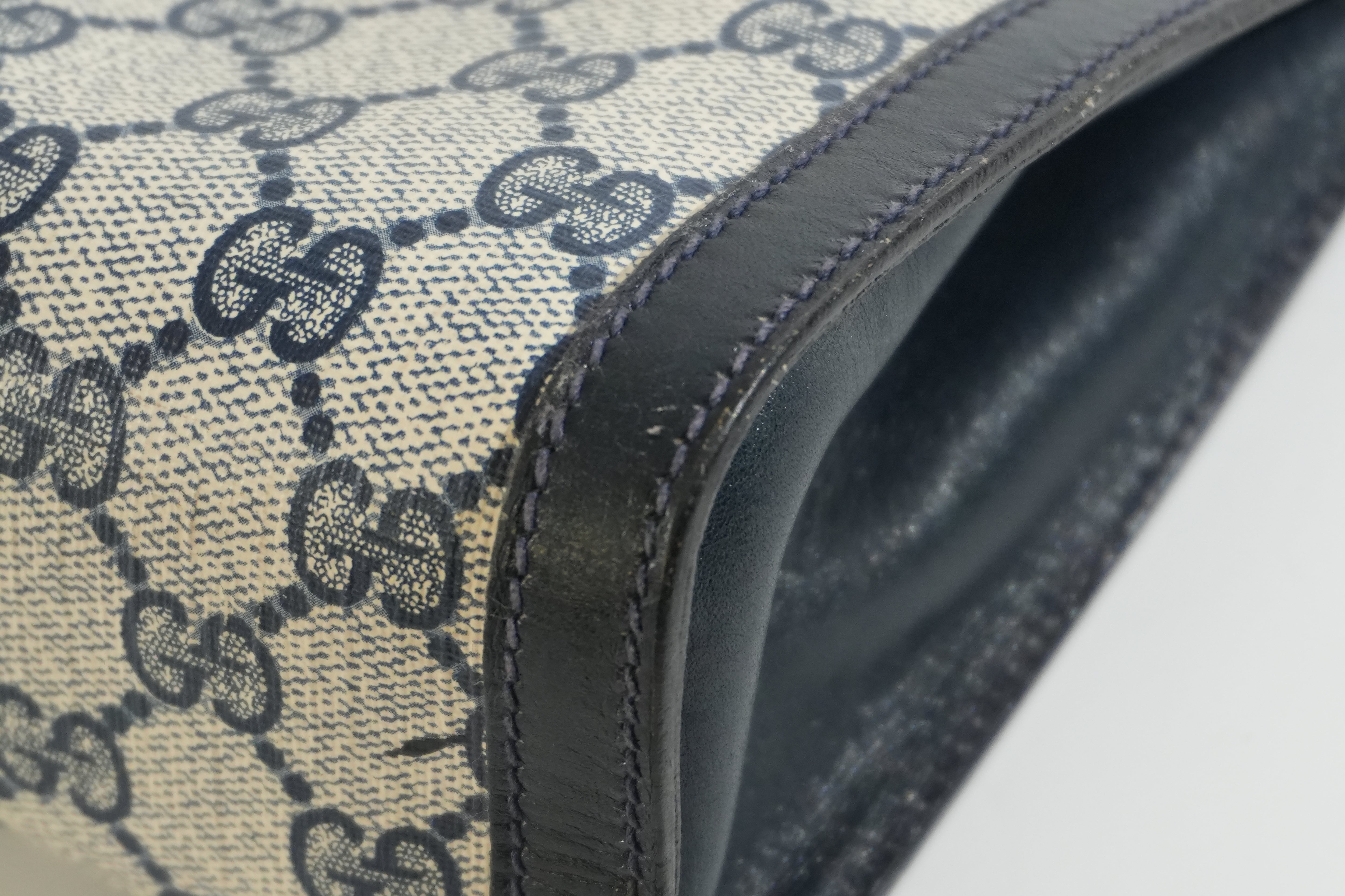 Pre-owned Gucci Ophidia Velcro Clutch Bag Navy Blue