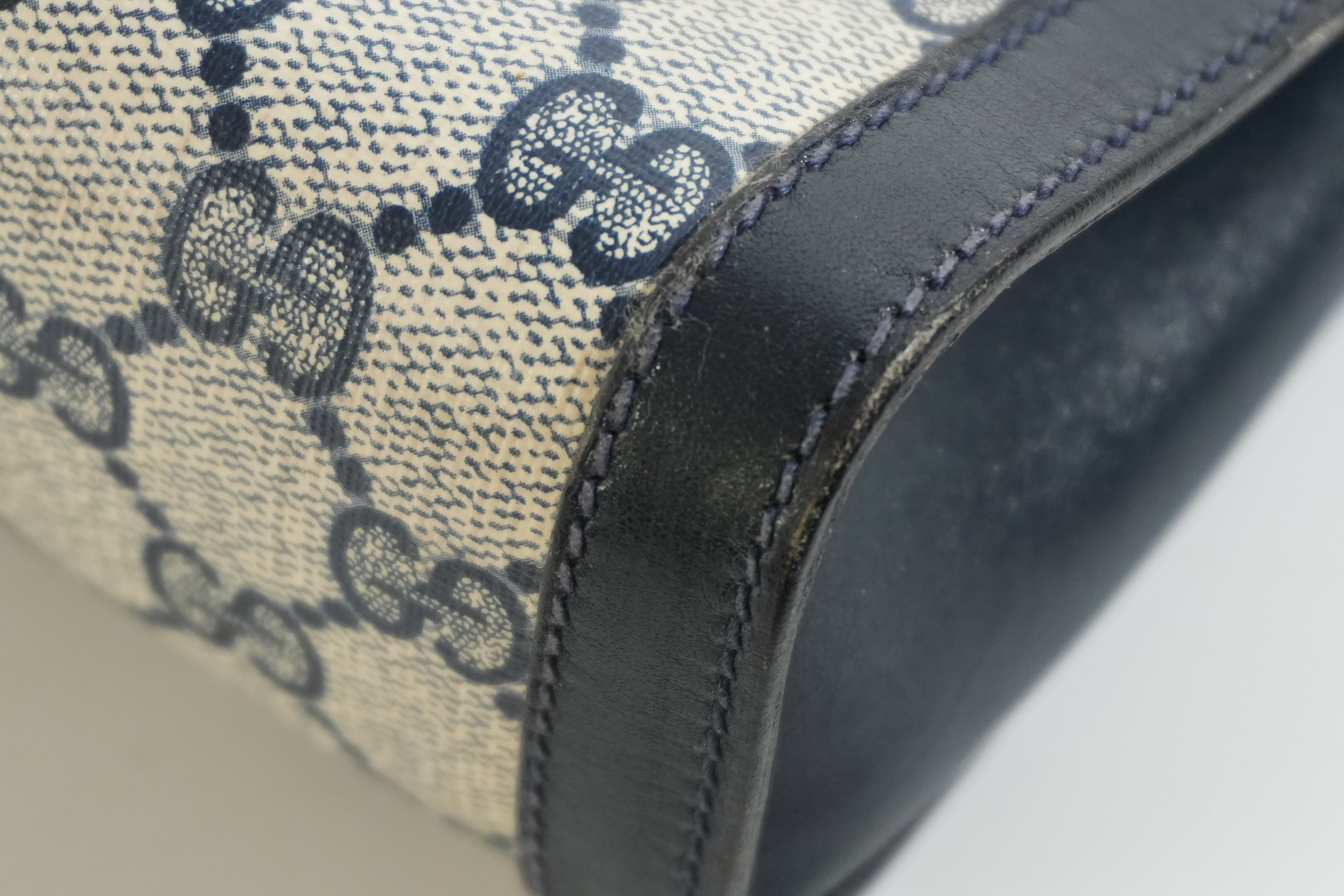 Pre-owned Gucci Ophidia Velcro Clutch Bag Navy Blue