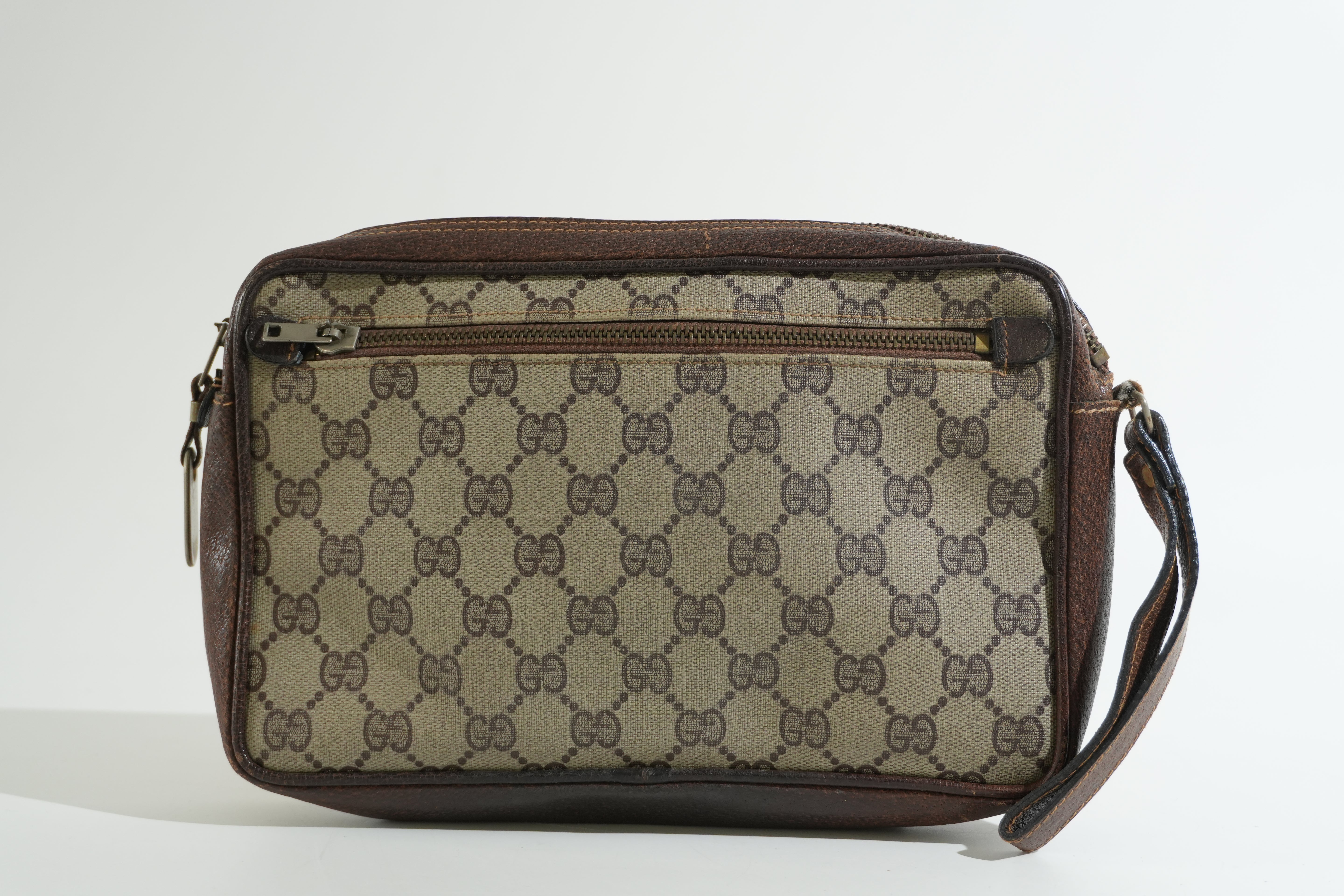 Pre-owned Gucci Guccisima Wrist Clutch Bag Brown