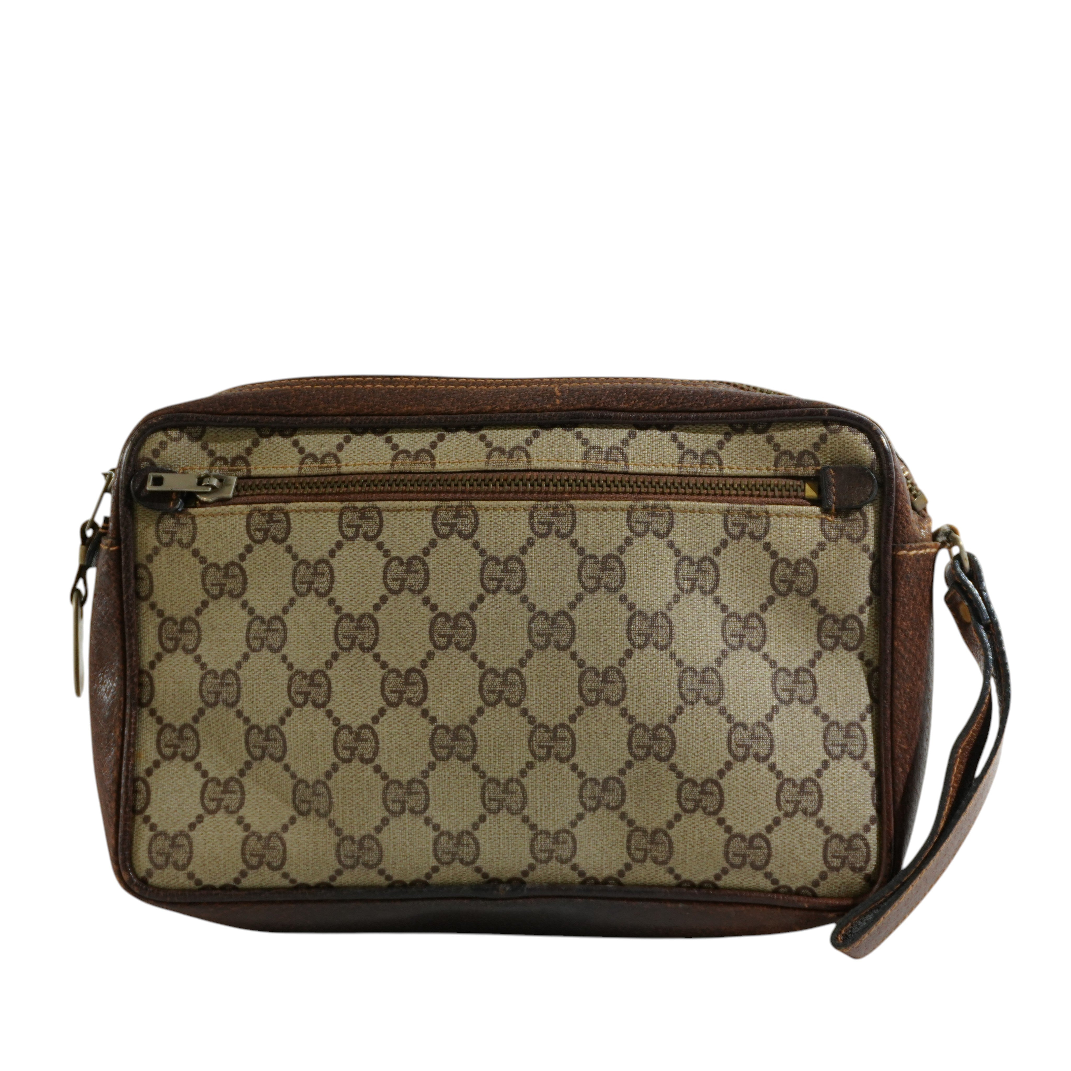 Pre-owned Gucci Guccisima Wrist Clutch Bag Brown