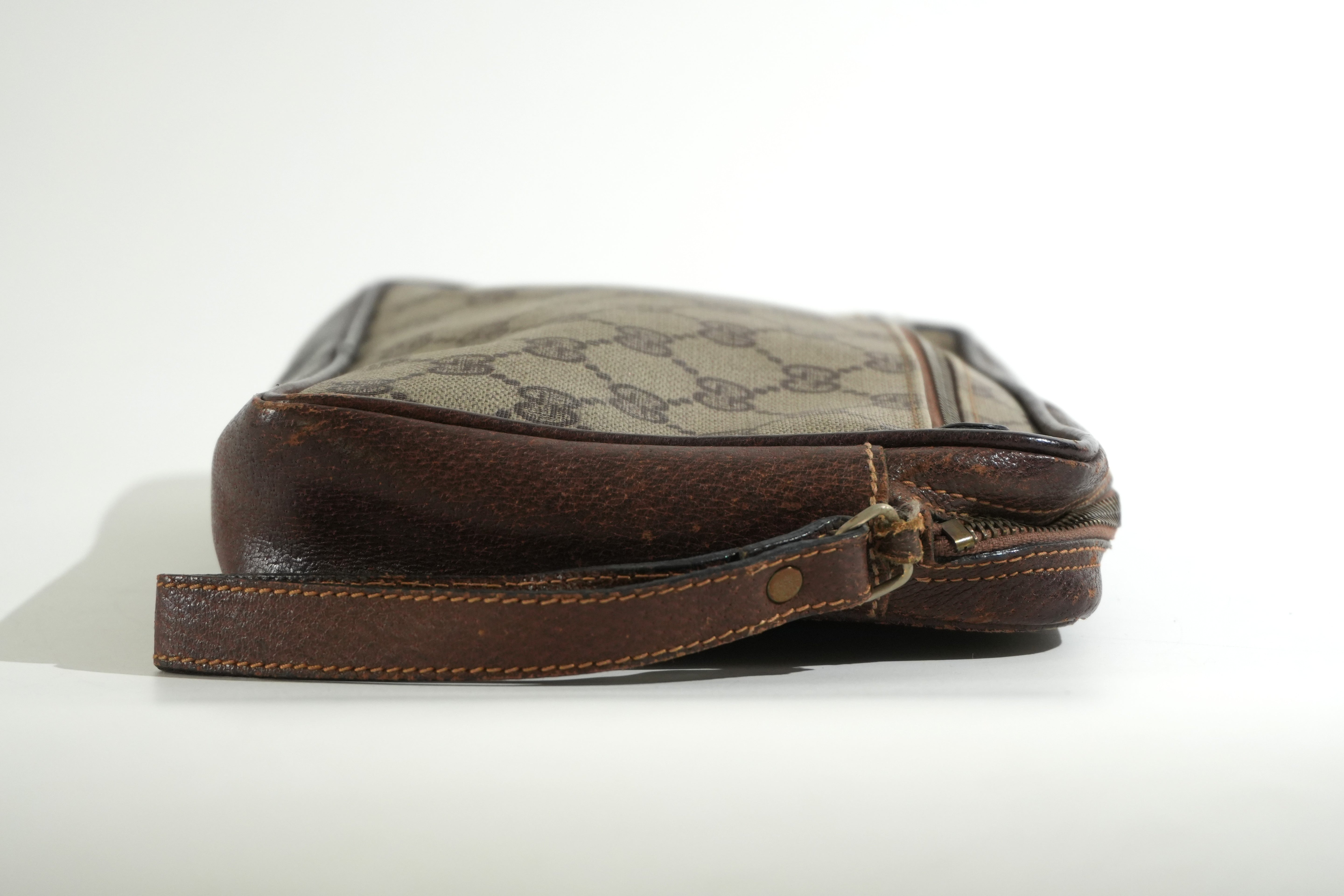 Pre-owned Gucci Guccisima Wrist Clutch Bag Brown