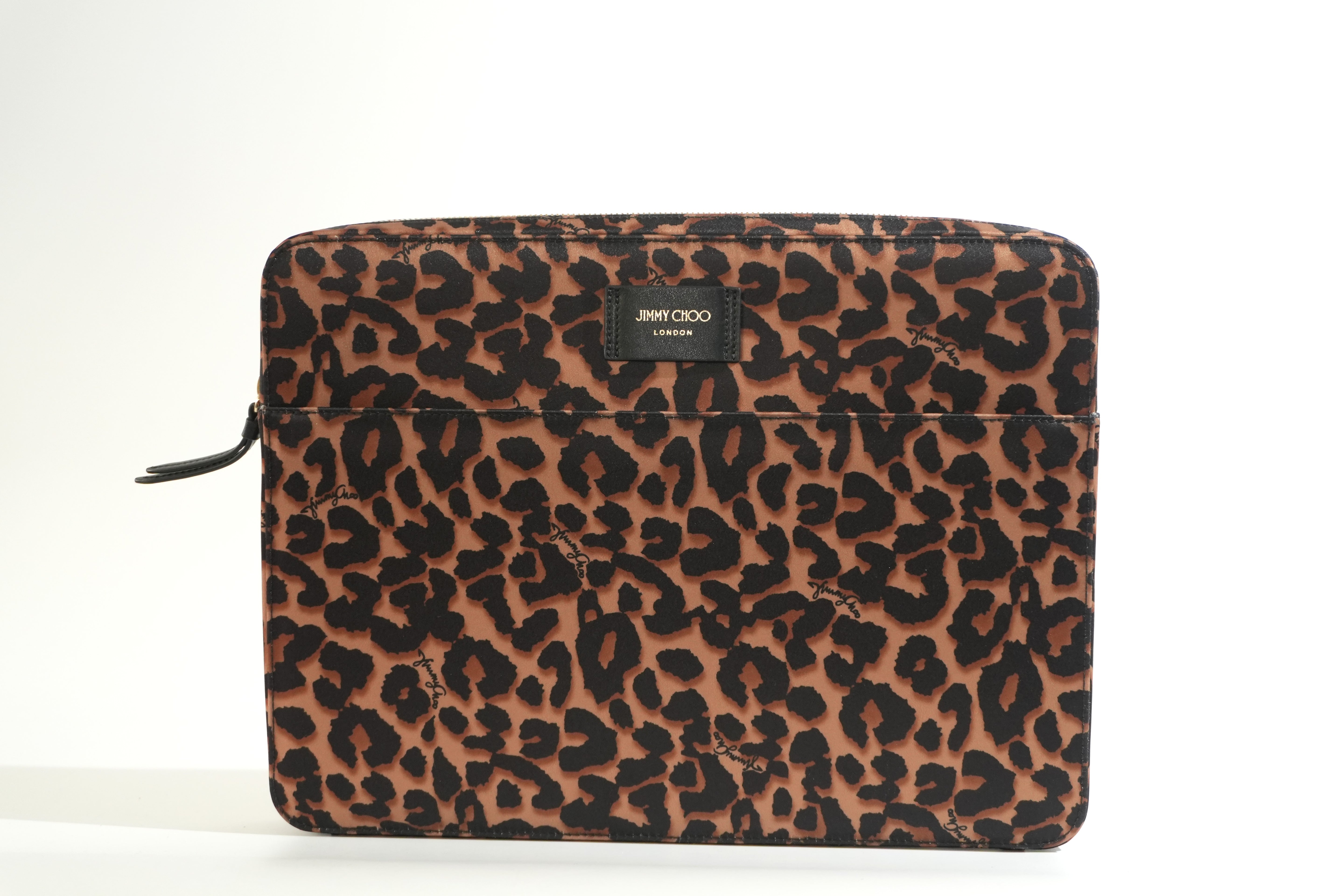 Pre-owned Jimmy Choo Animal Print Laptop Bag Brown