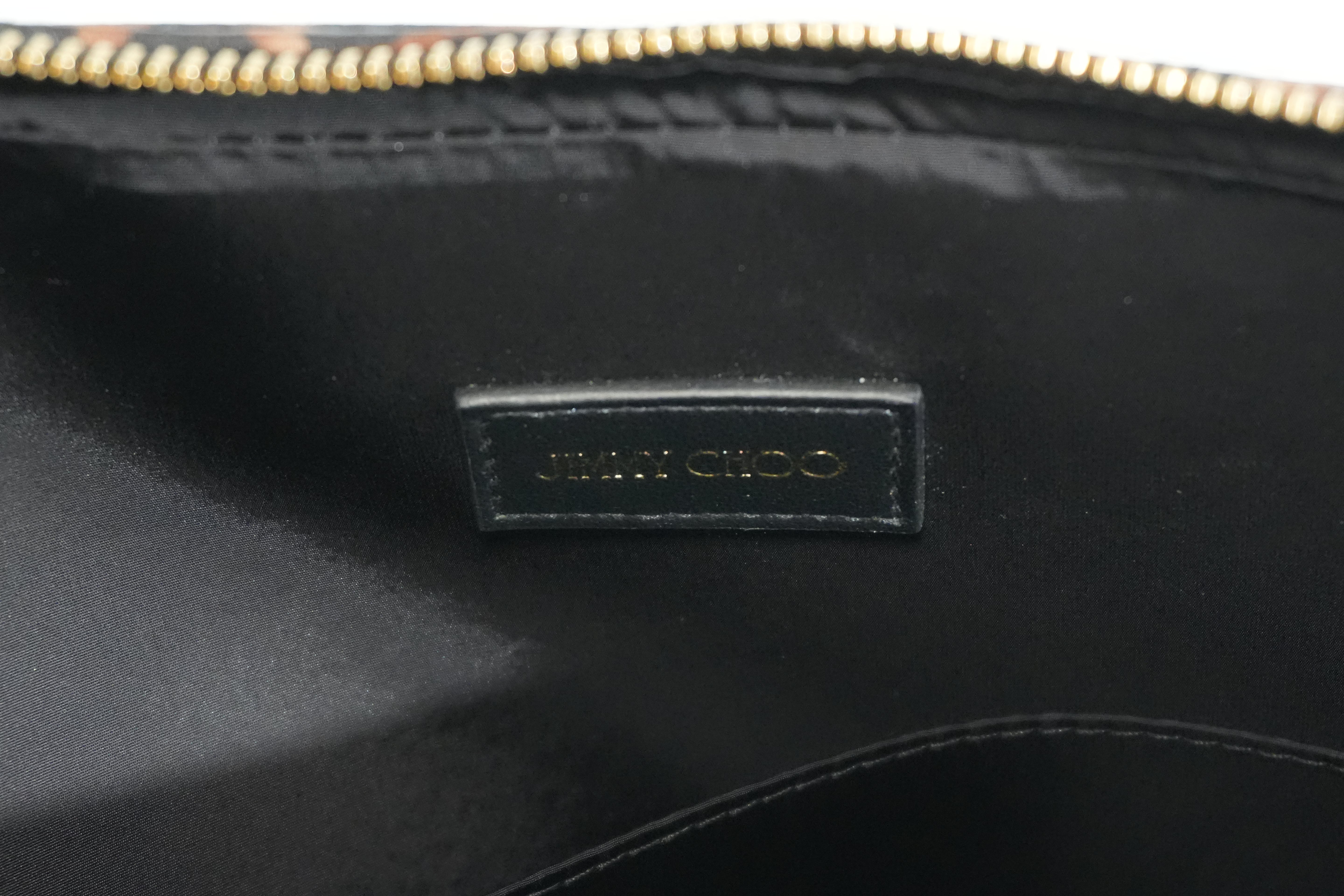 Pre-owned Jimmy Choo Animal Print Laptop Bag Brown