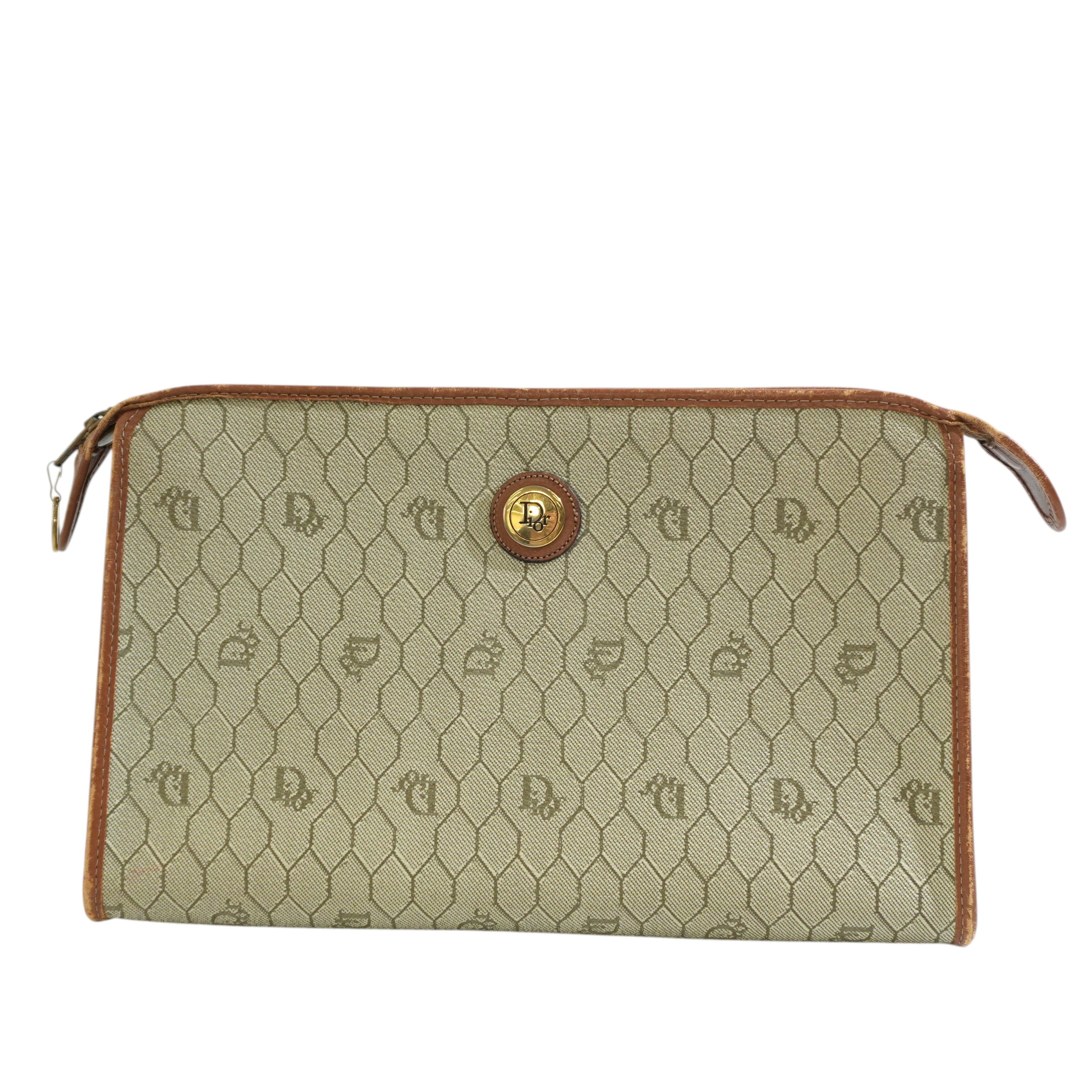 Pre-owned Dior Honeycomb Clutch Bag Brown