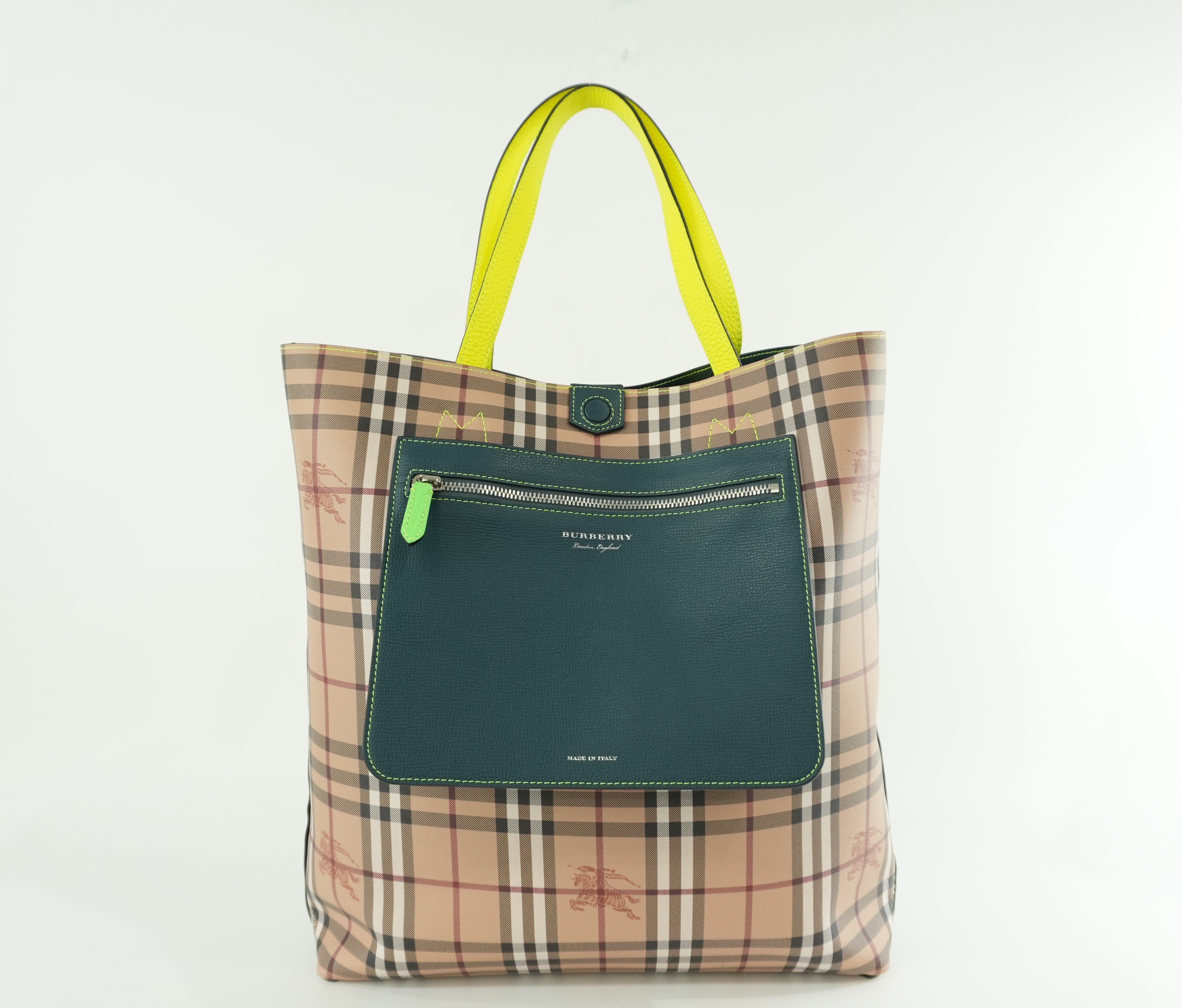 Burberry Reversible Tote Bag Brown and Green Used