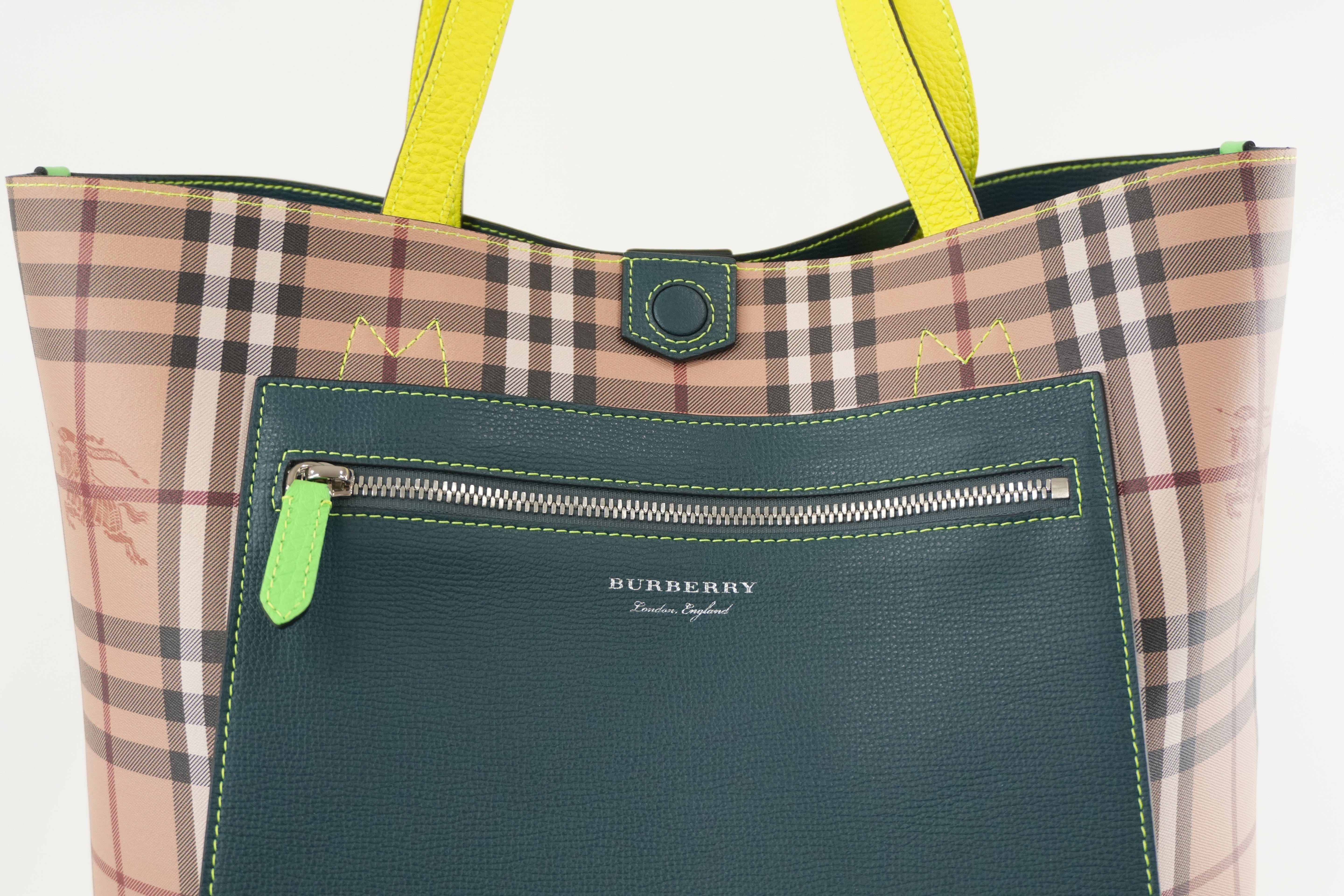 Burberry Reversible Tote Bag Brown and Green Used