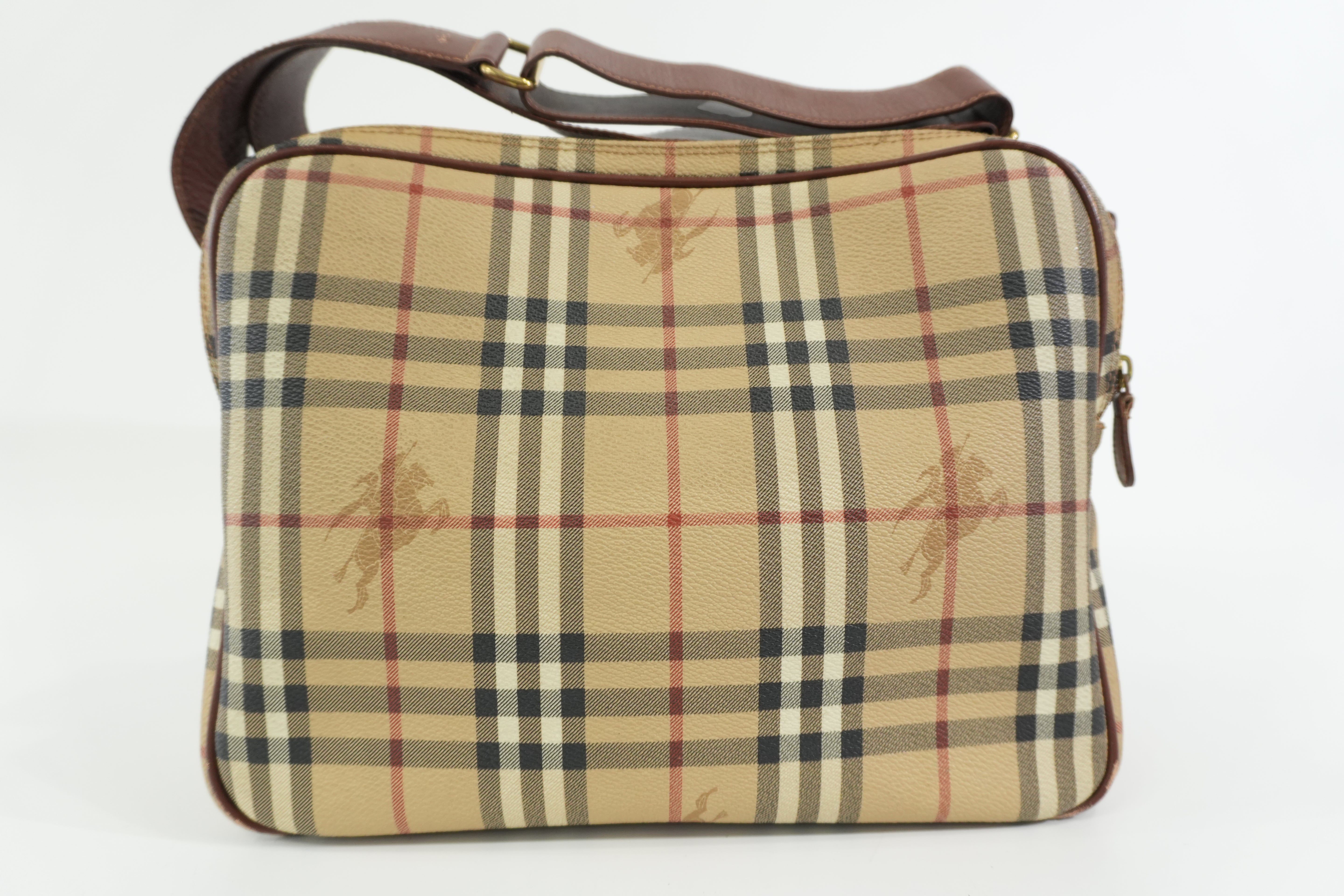 Pre-owned Burberry Nova Check Messenger Bag Beige and Brown