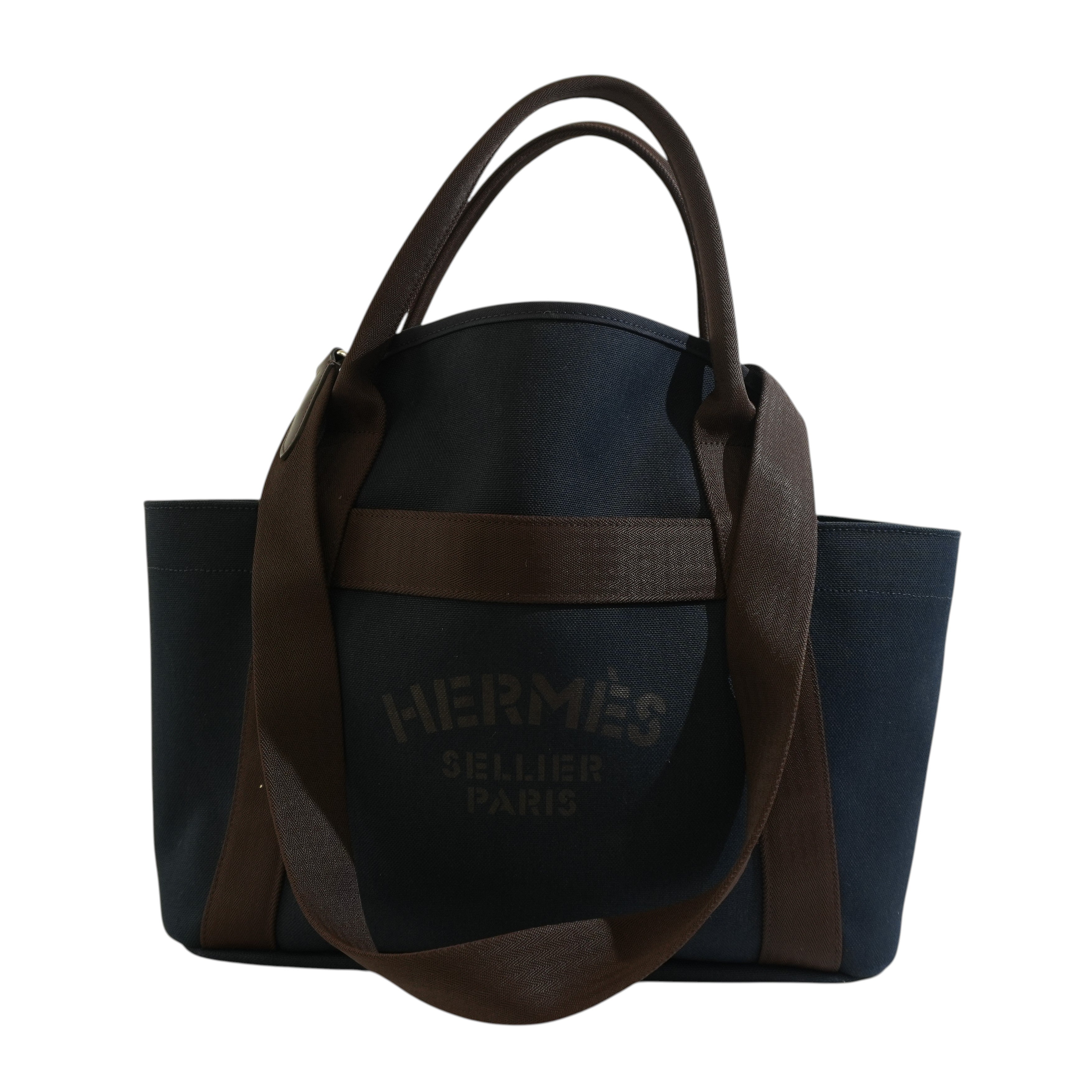 Pre-owned Hermes Sac De Pansage Groom Tote Bag Navy Blue