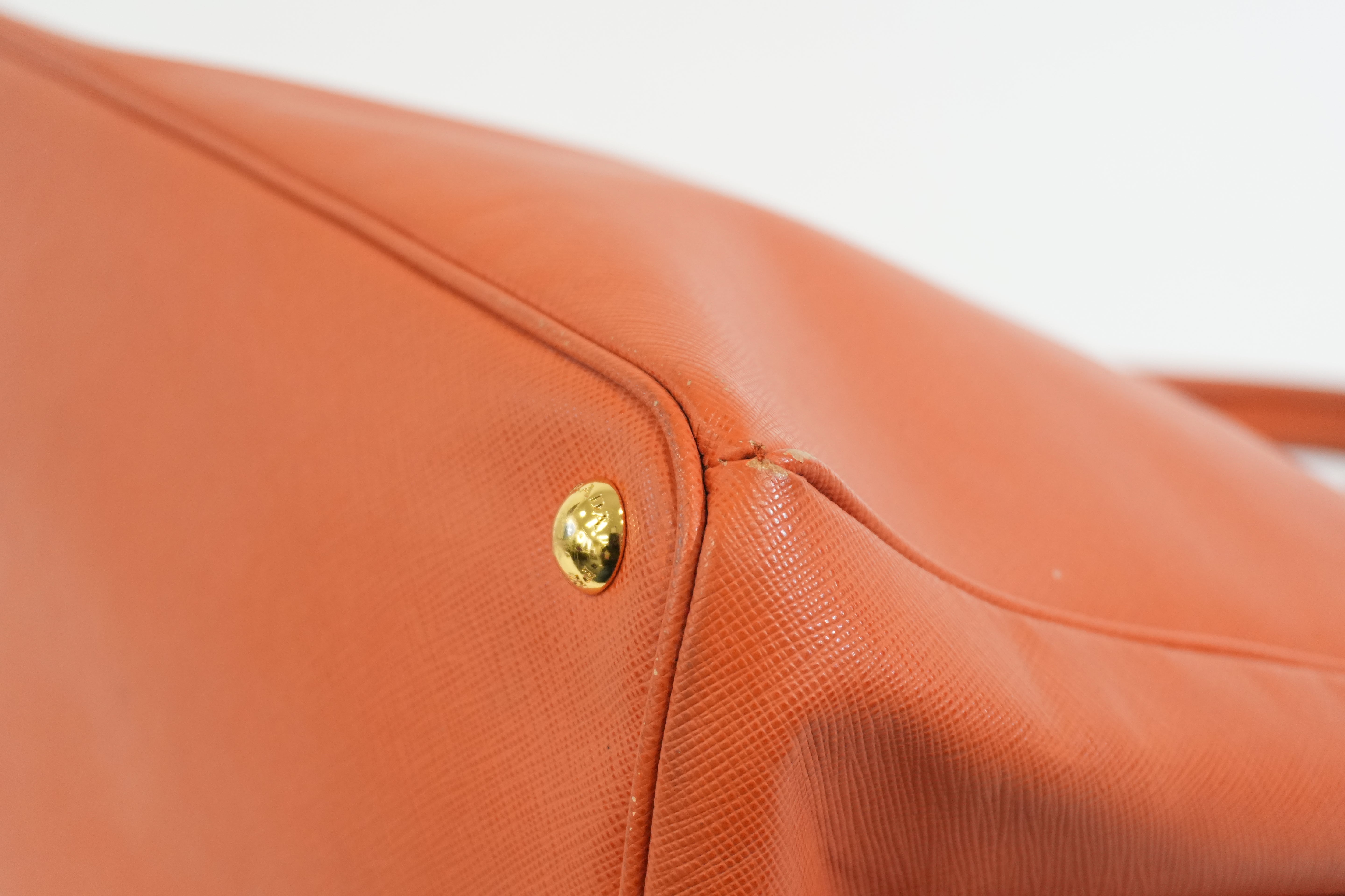 Pre-owned Prada Galleria Saffiano Tote Bag Orange