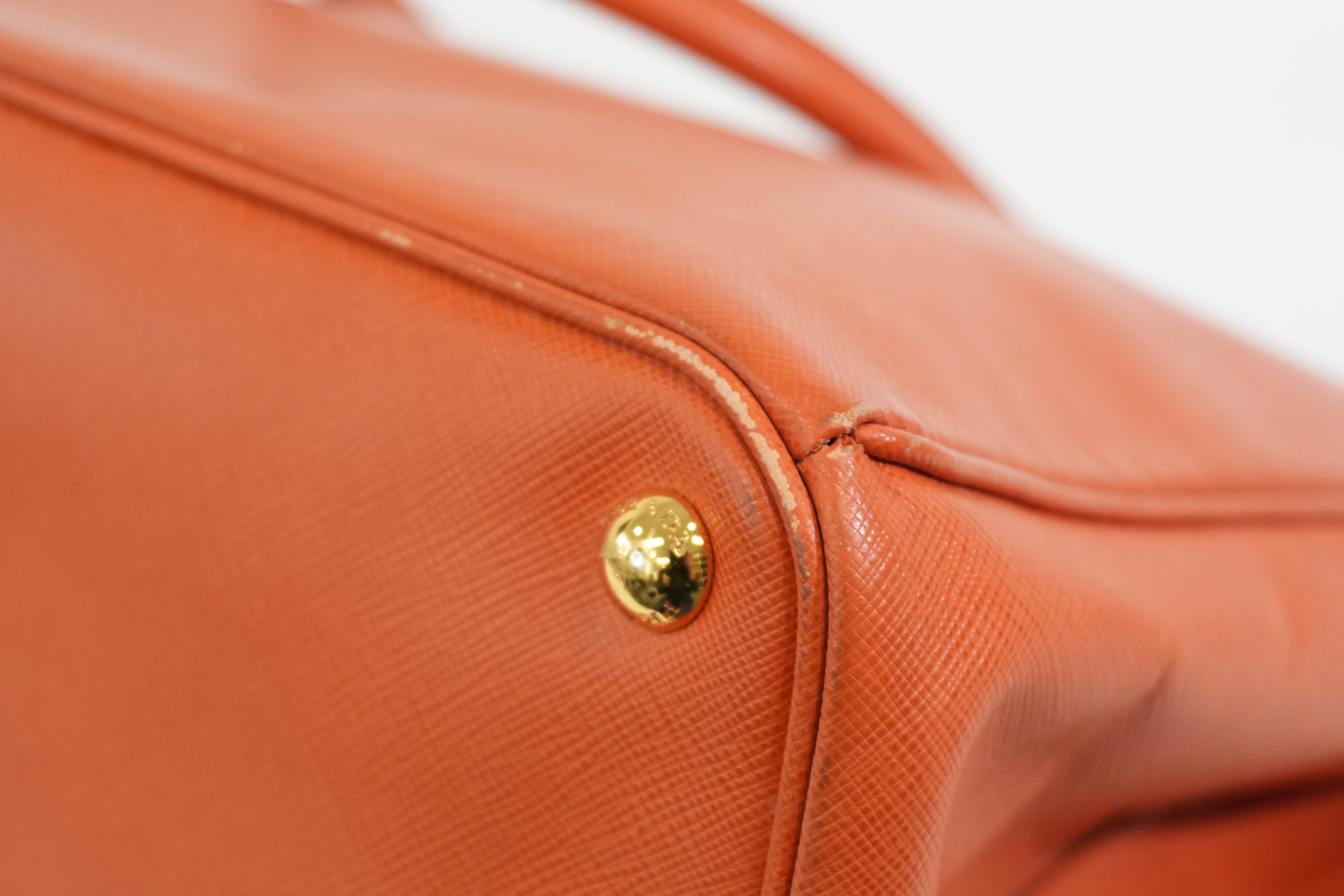 Pre-owned Prada Galleria Saffiano Tote Bag Orange