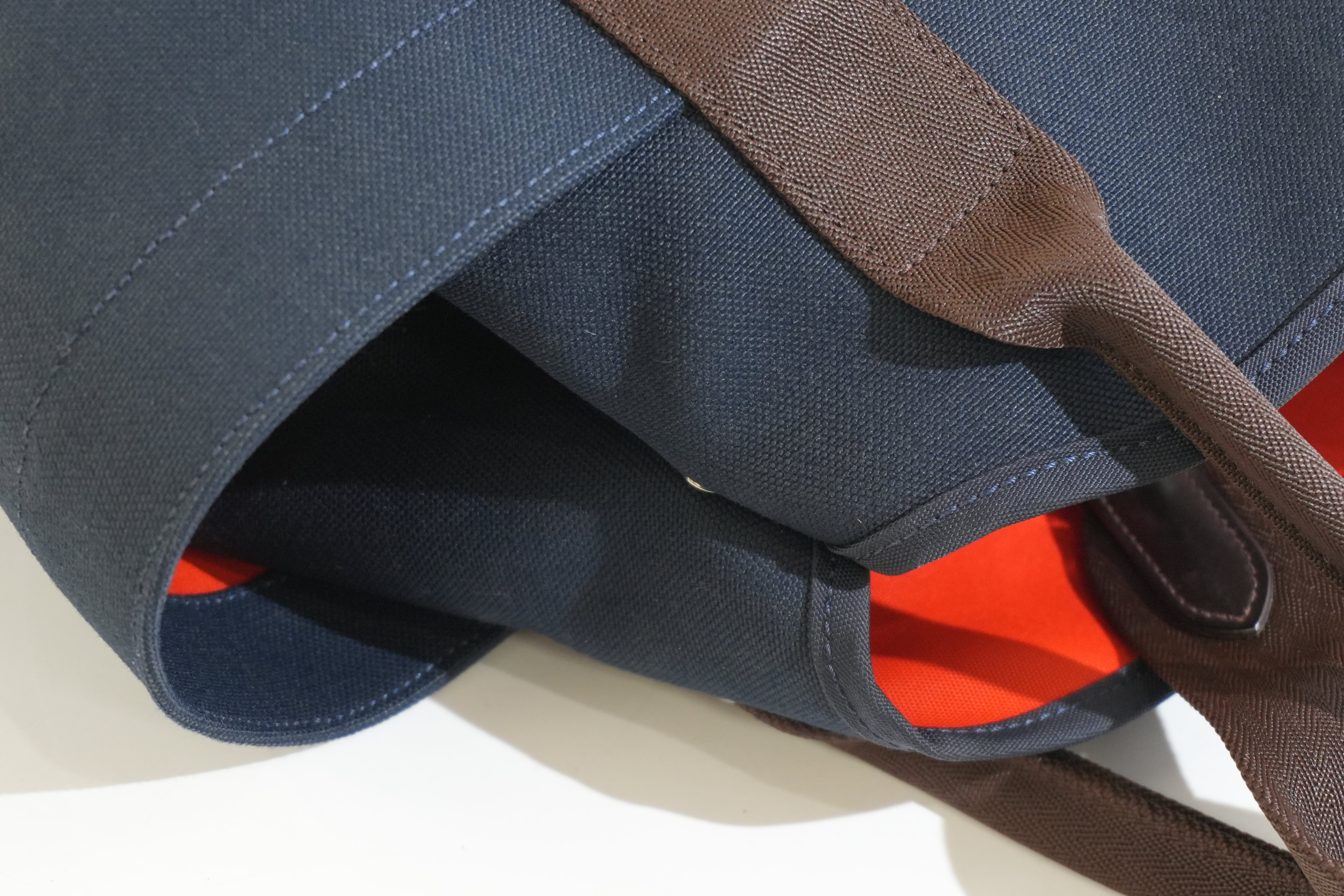 Pre-owned Hermes Sac De Pansage Groom Tote Bag Navy Blue