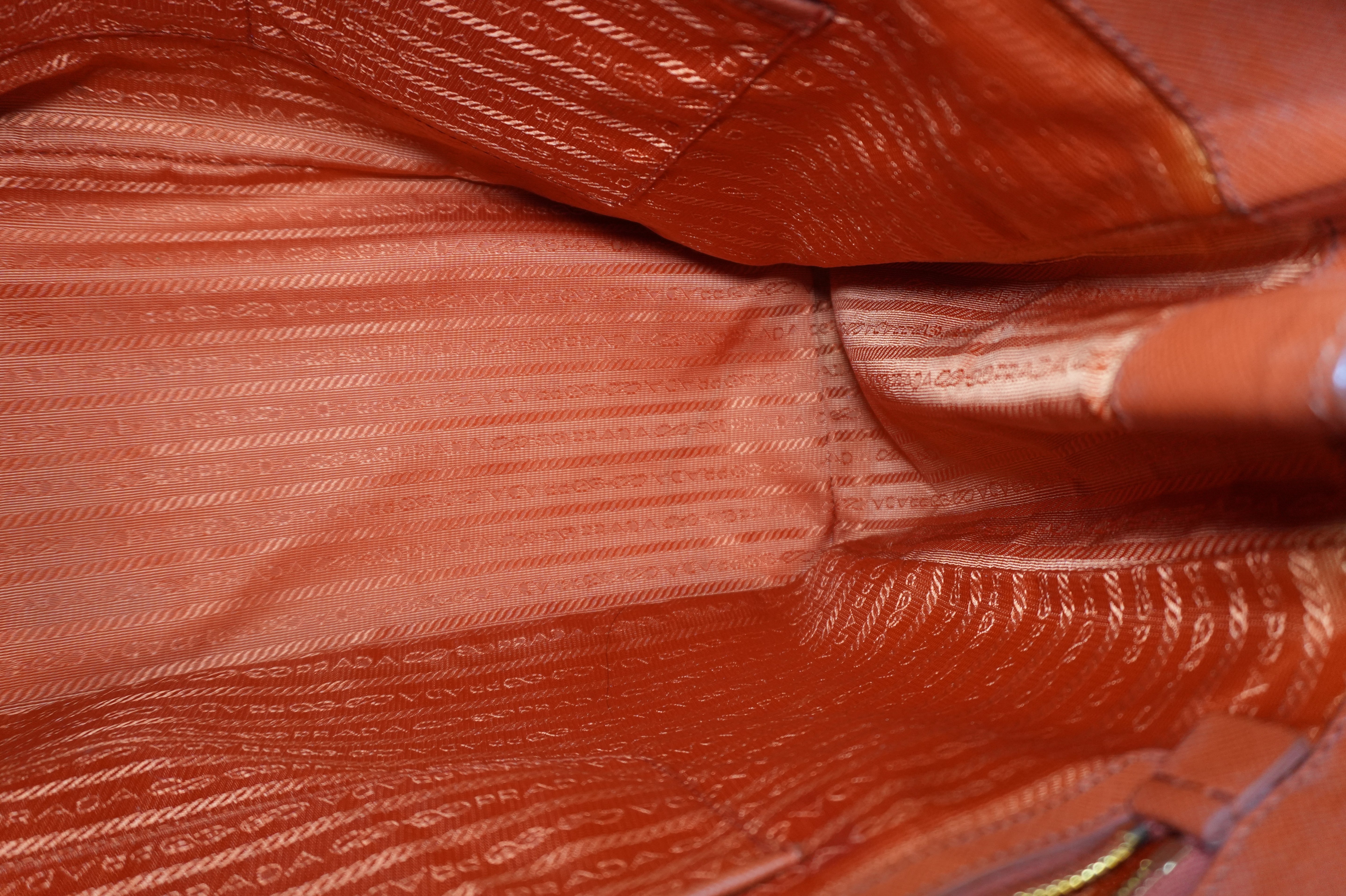 Pre-owned Prada Galleria Saffiano Tote Bag Orange