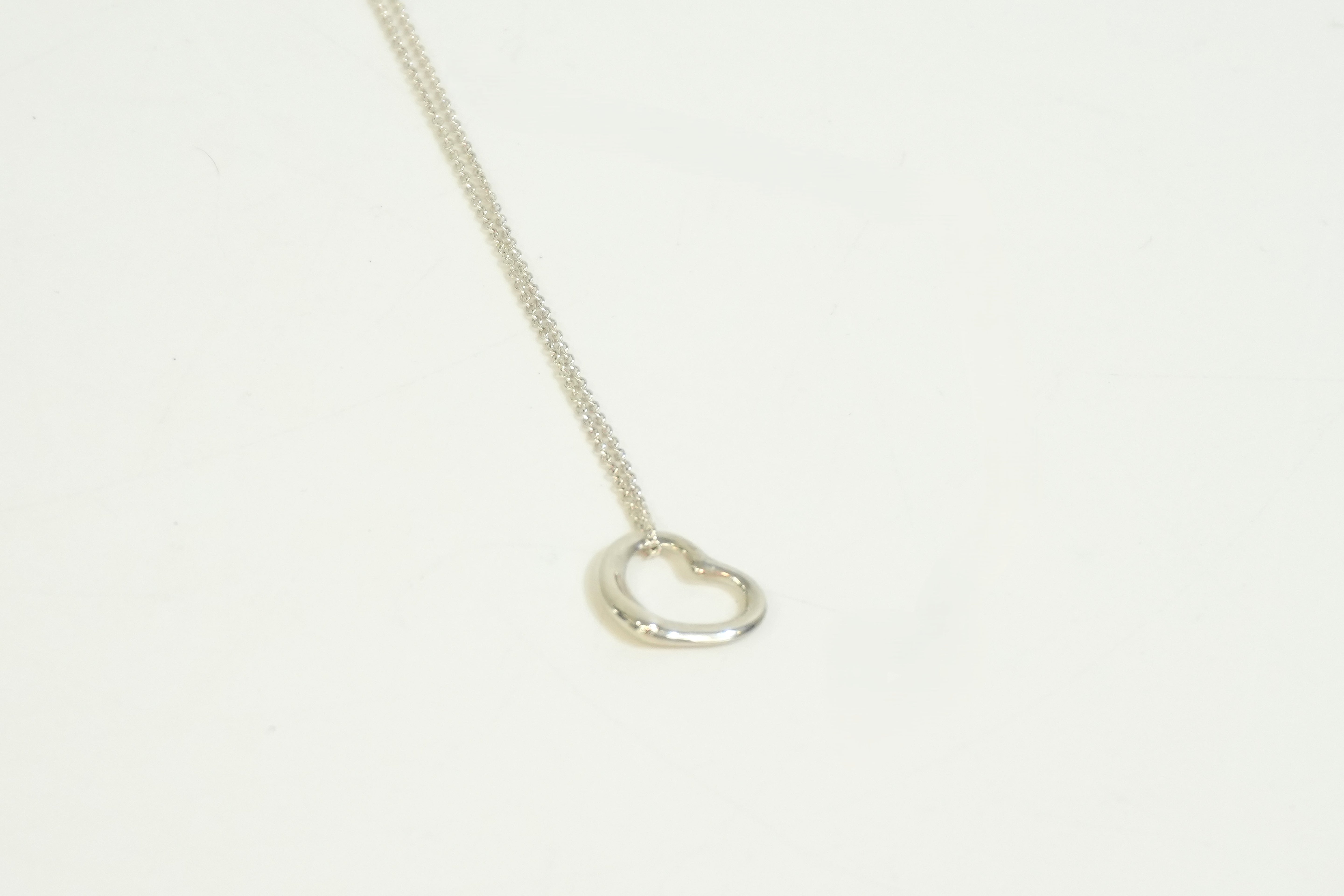 Pre-owned Tiffany & Co. Open Heart Pendant Necklace Silver tone