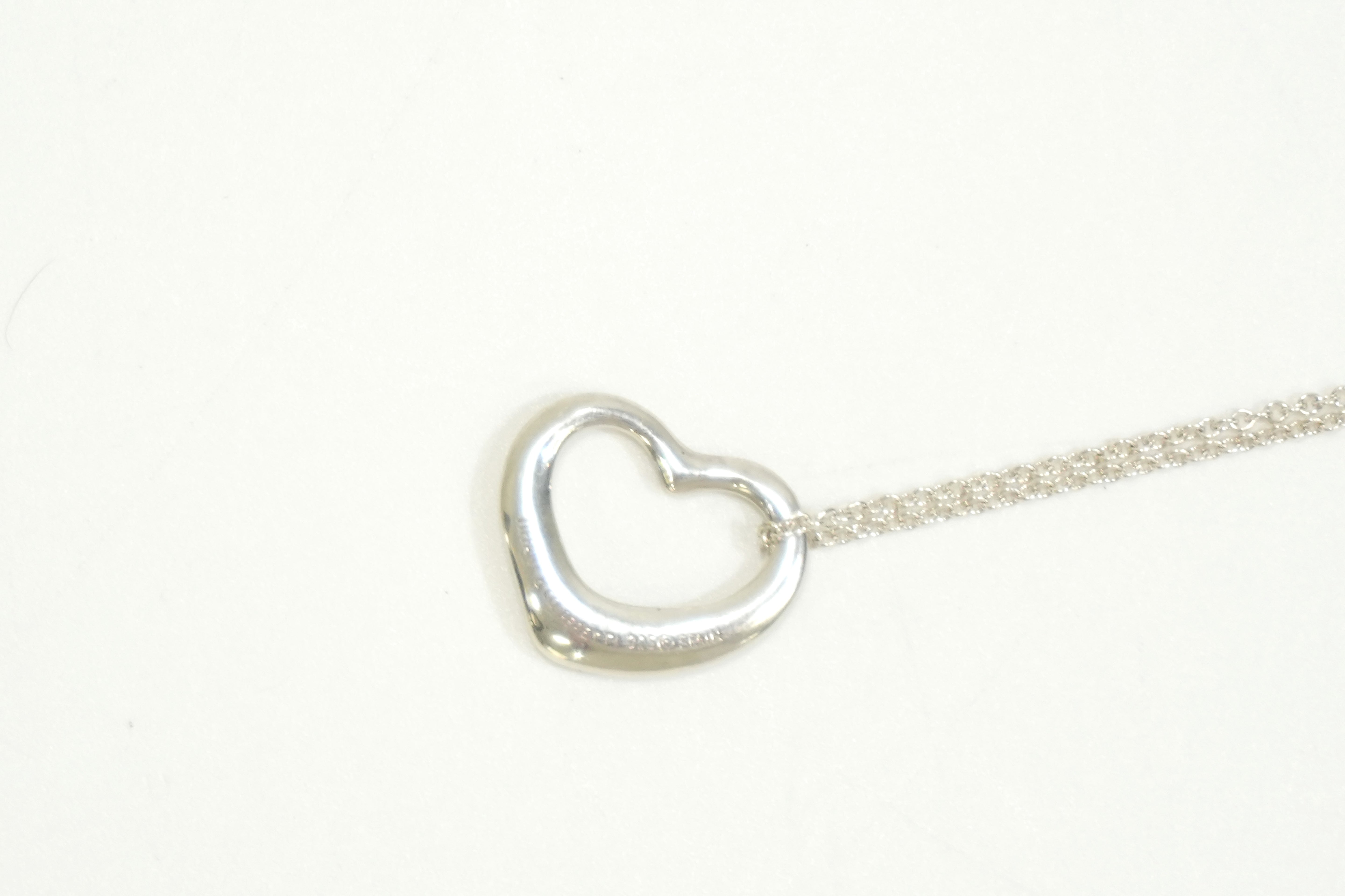 Pre-owned Tiffany & Co. Open Heart Pendant Necklace Silver tone