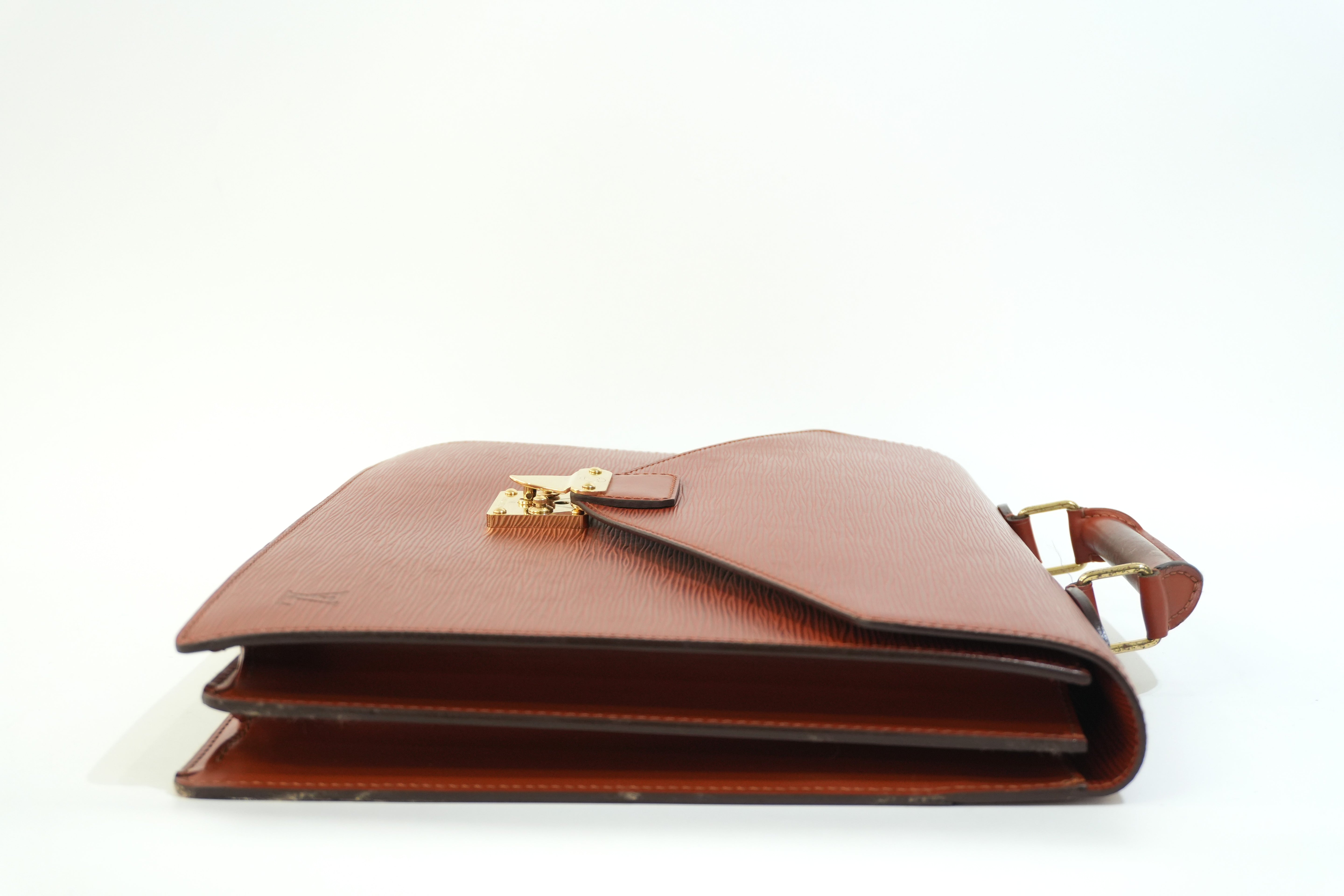 Pre-owned Louis Vuitton Epi Briefcase Handbag Kenya Brown