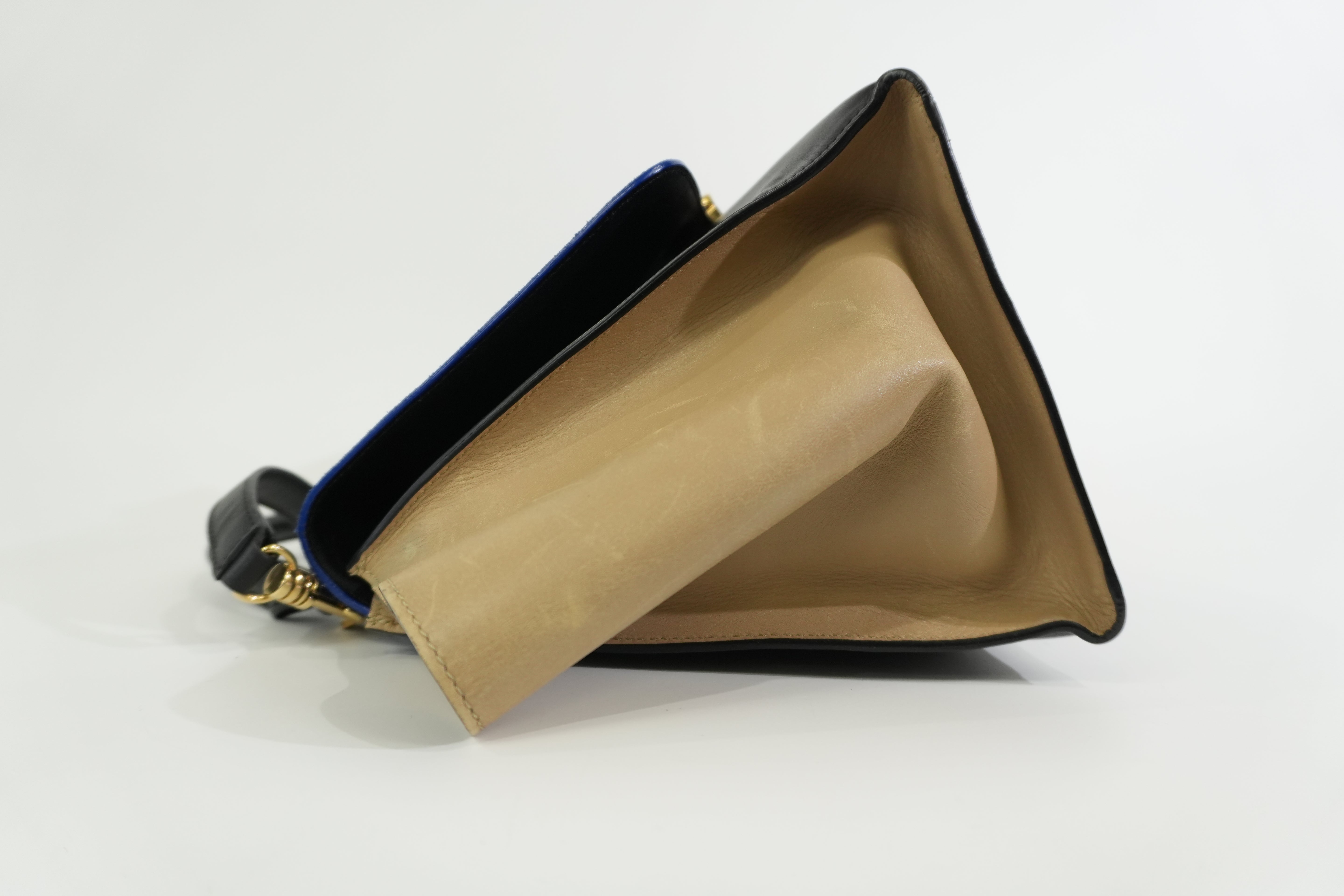 Pre-owned Celine Trapeze Two Way Shoulder Bag Tricolor Blue