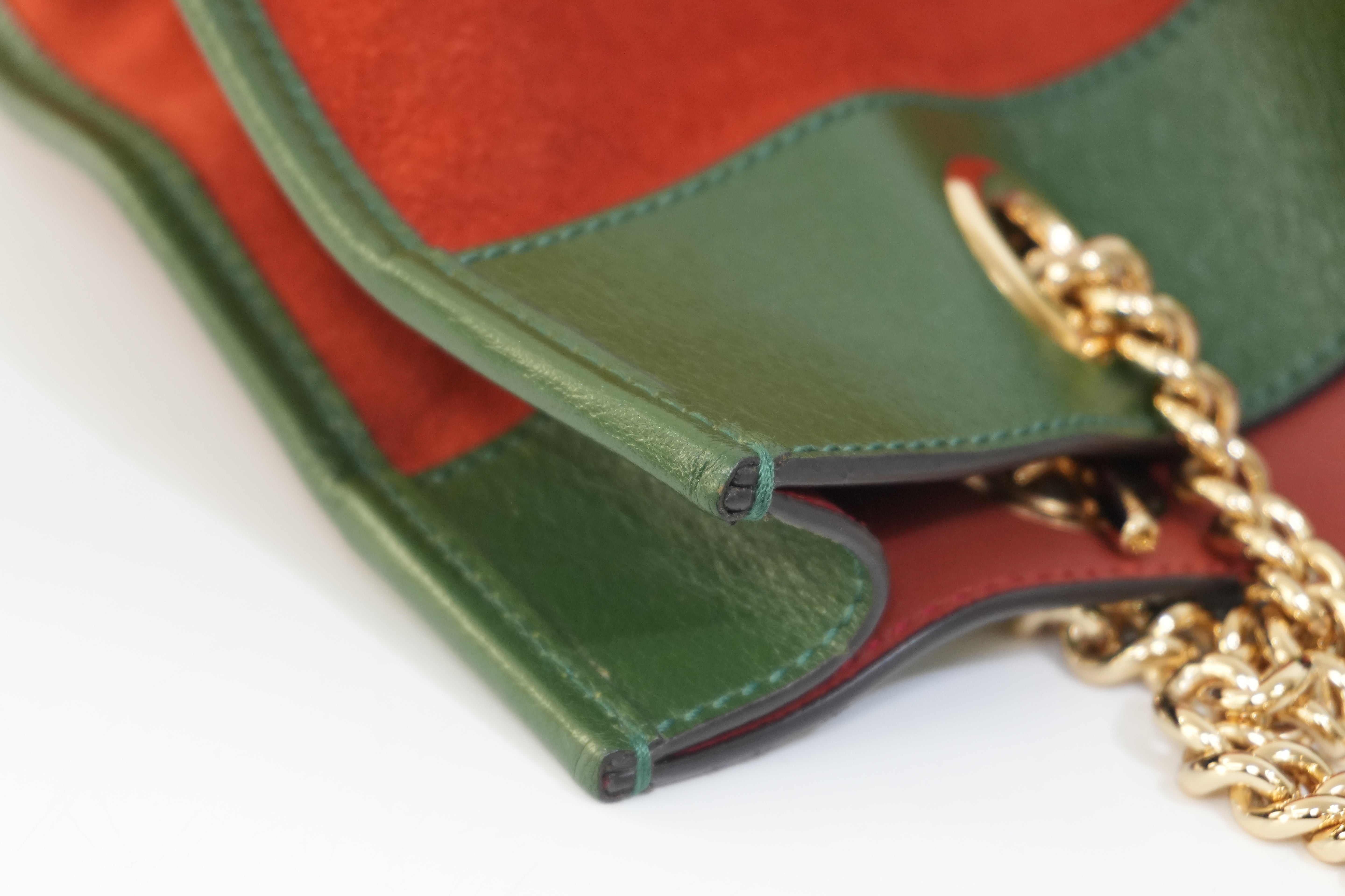 Pre-owned Gucci Suede Leather Rajah Chain Tote Bag Orange