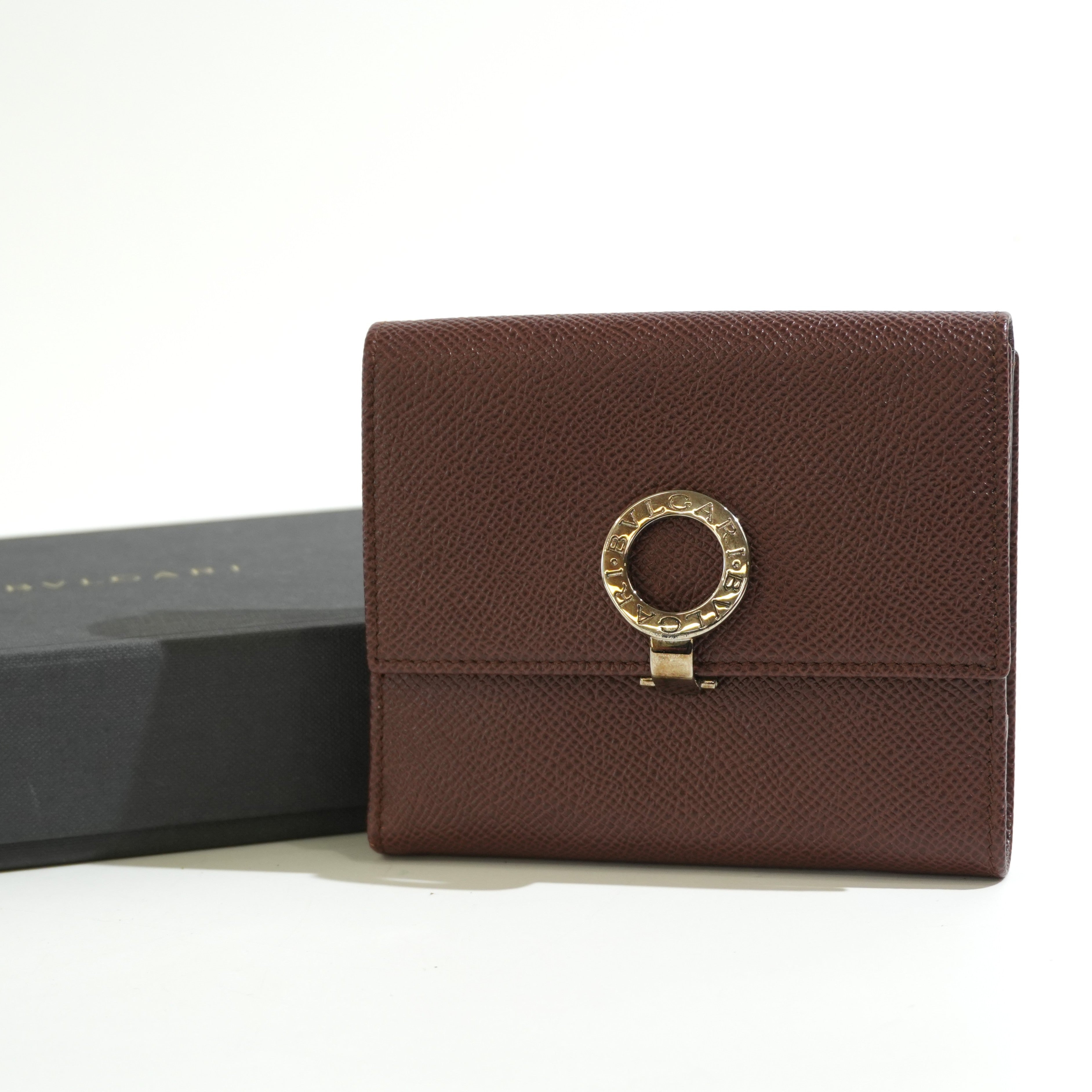 Pre-owned Bulgari Compact Wallet Brown