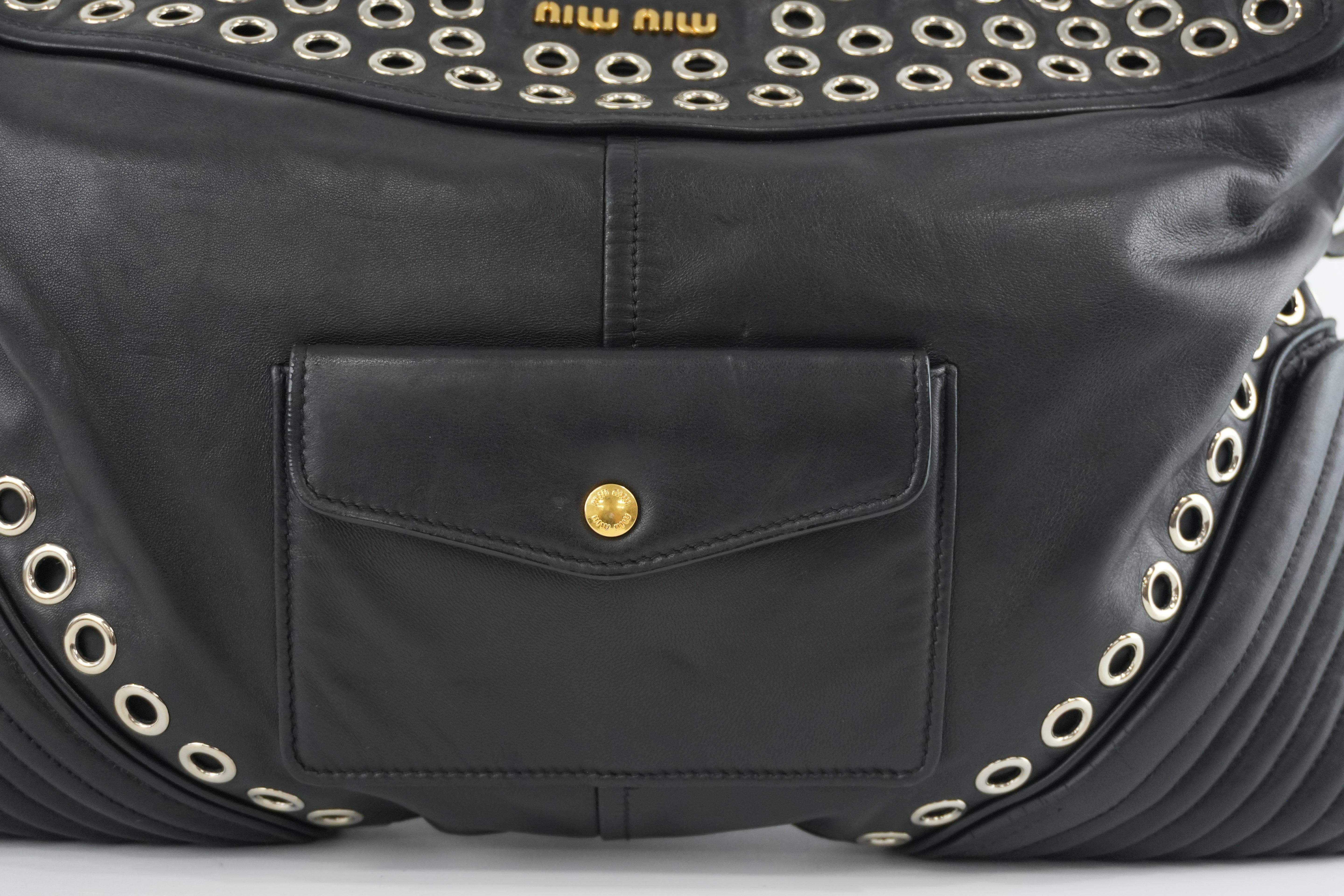 Miumiu Shoulder Bag Leather Black Used