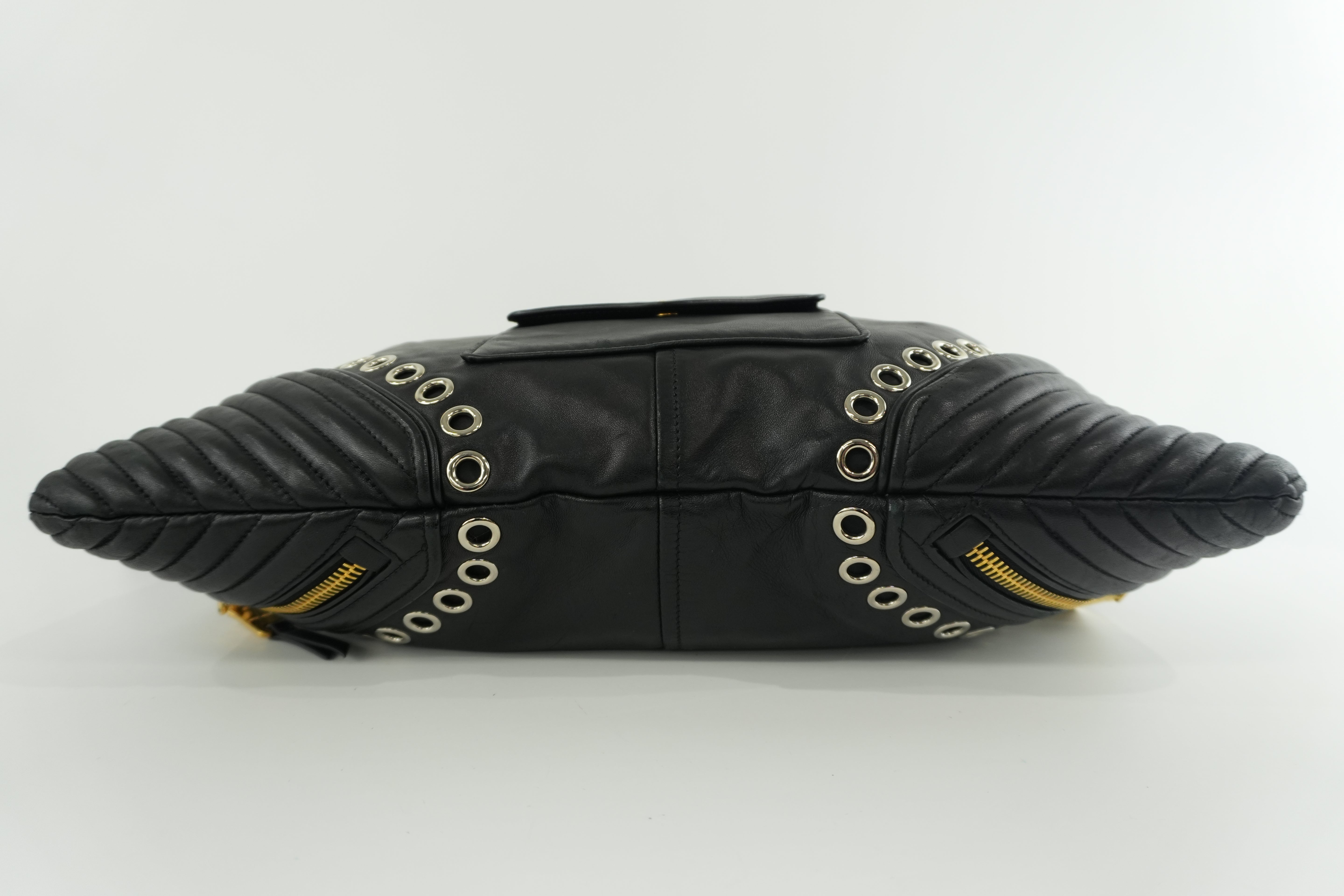 Miumiu Shoulder Bag Leather Black Used