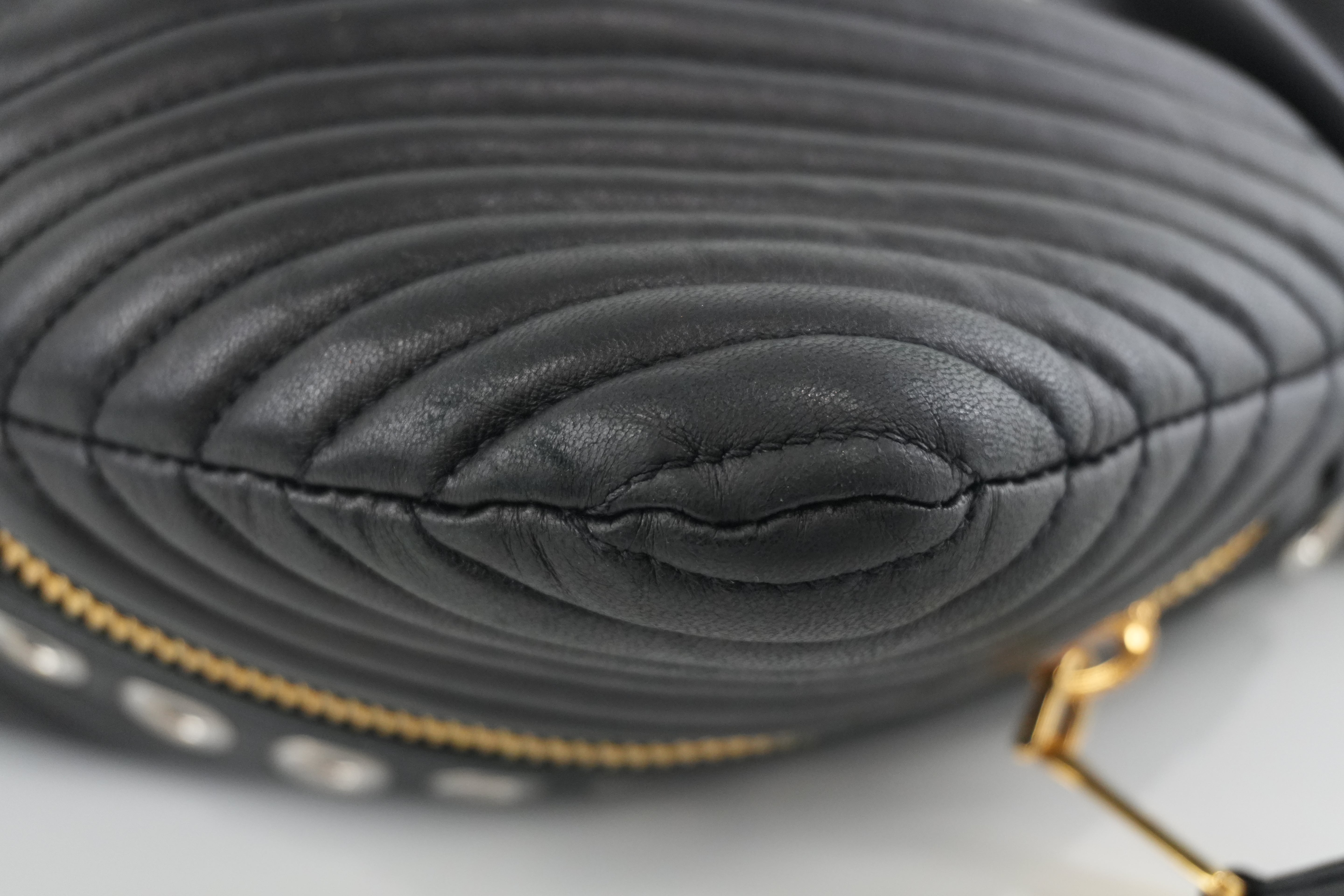 Miumiu Shoulder Bag Leather Black Used