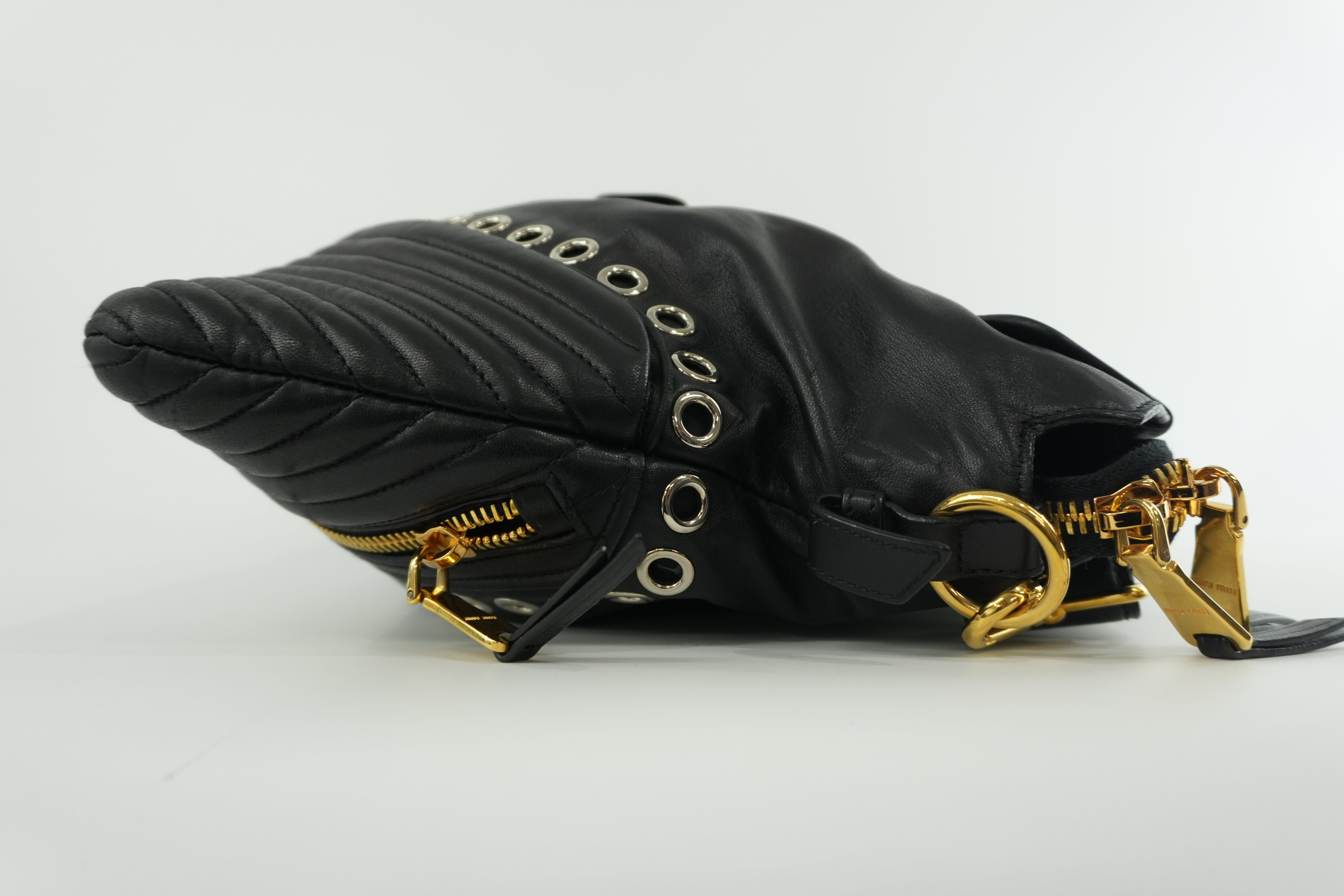 Miumiu Shoulder Bag Leather Black Used