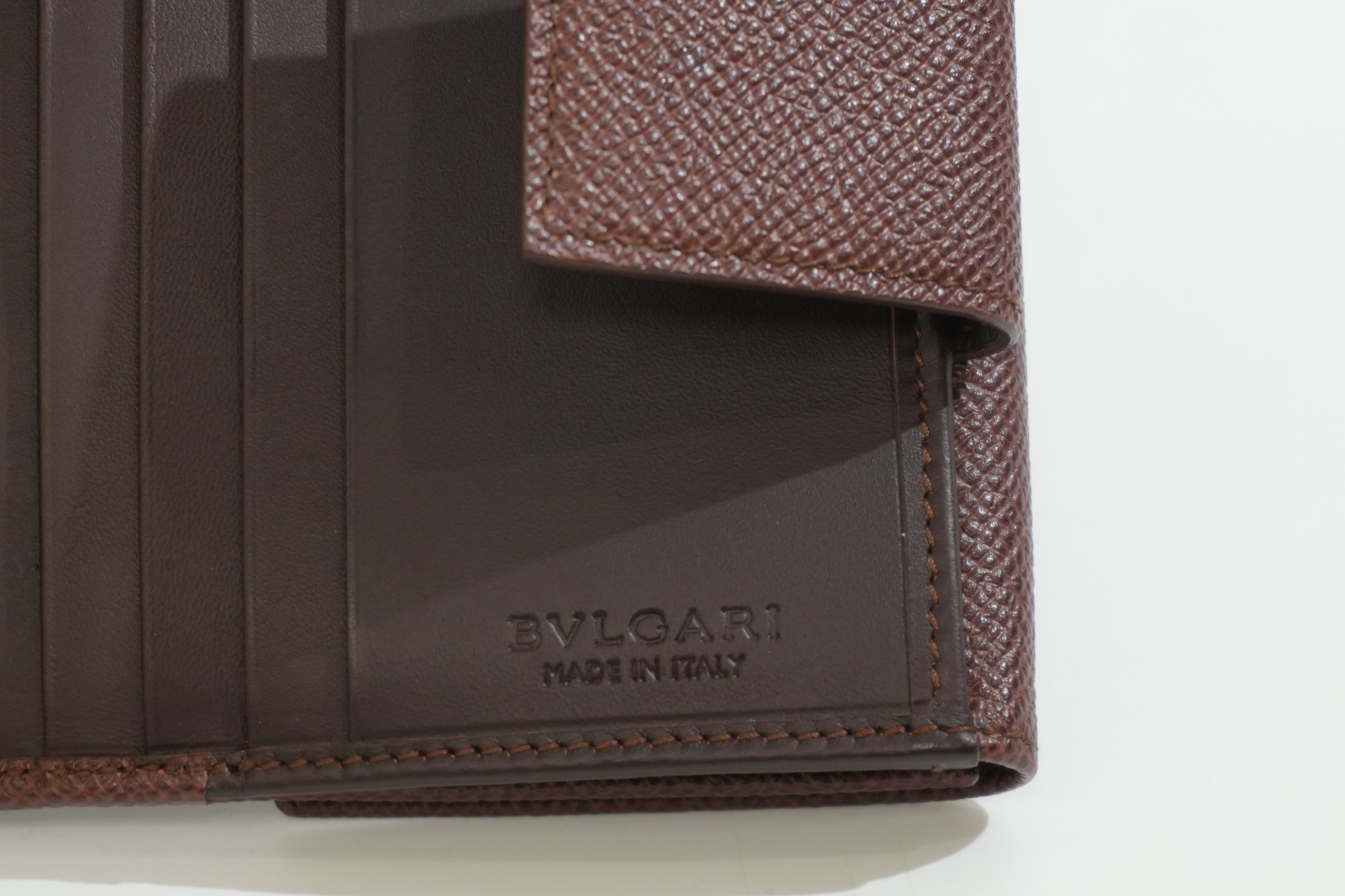 Pre-owned Bulgari Compact Wallet Brown