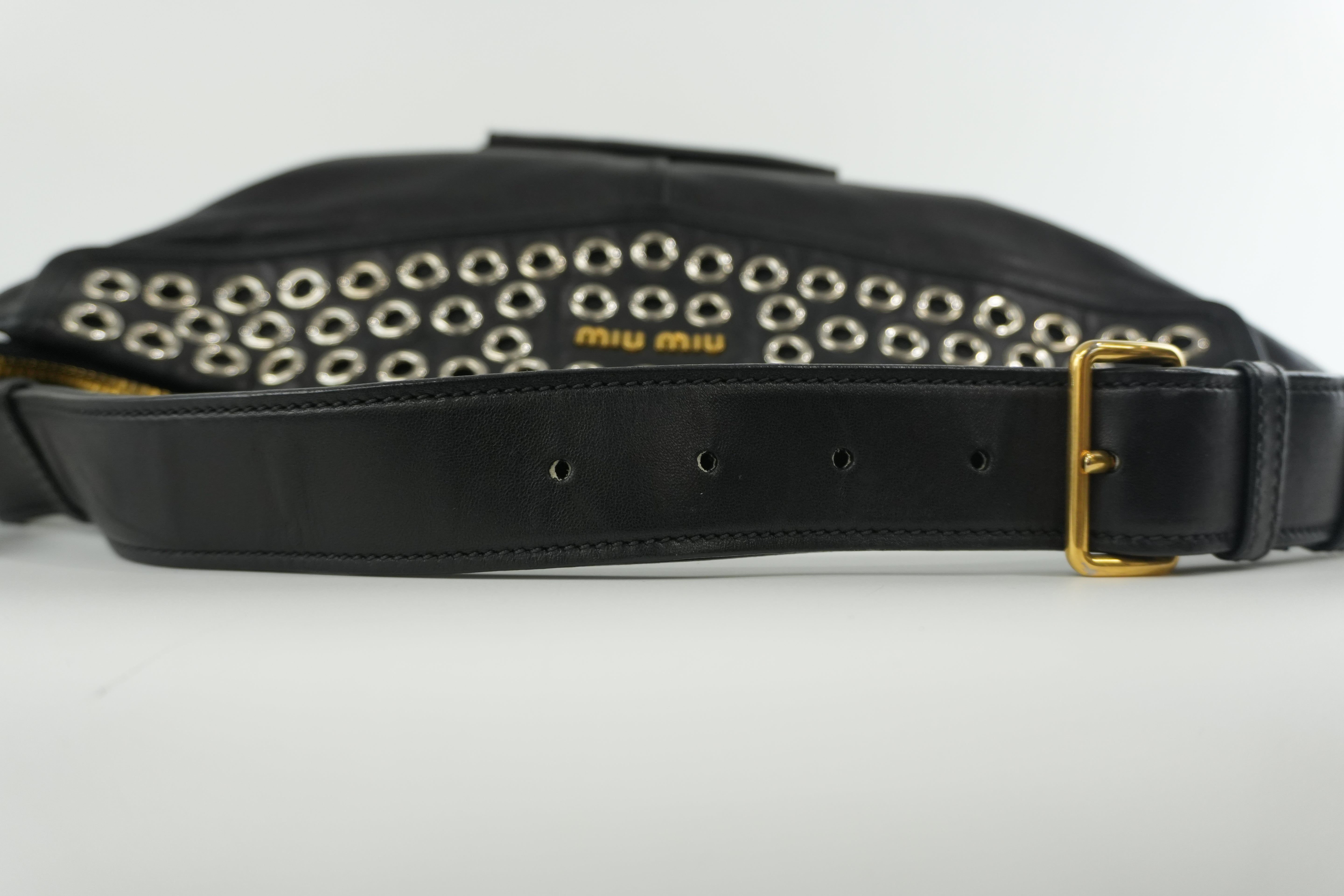 Miumiu Shoulder Bag Leather Black Used