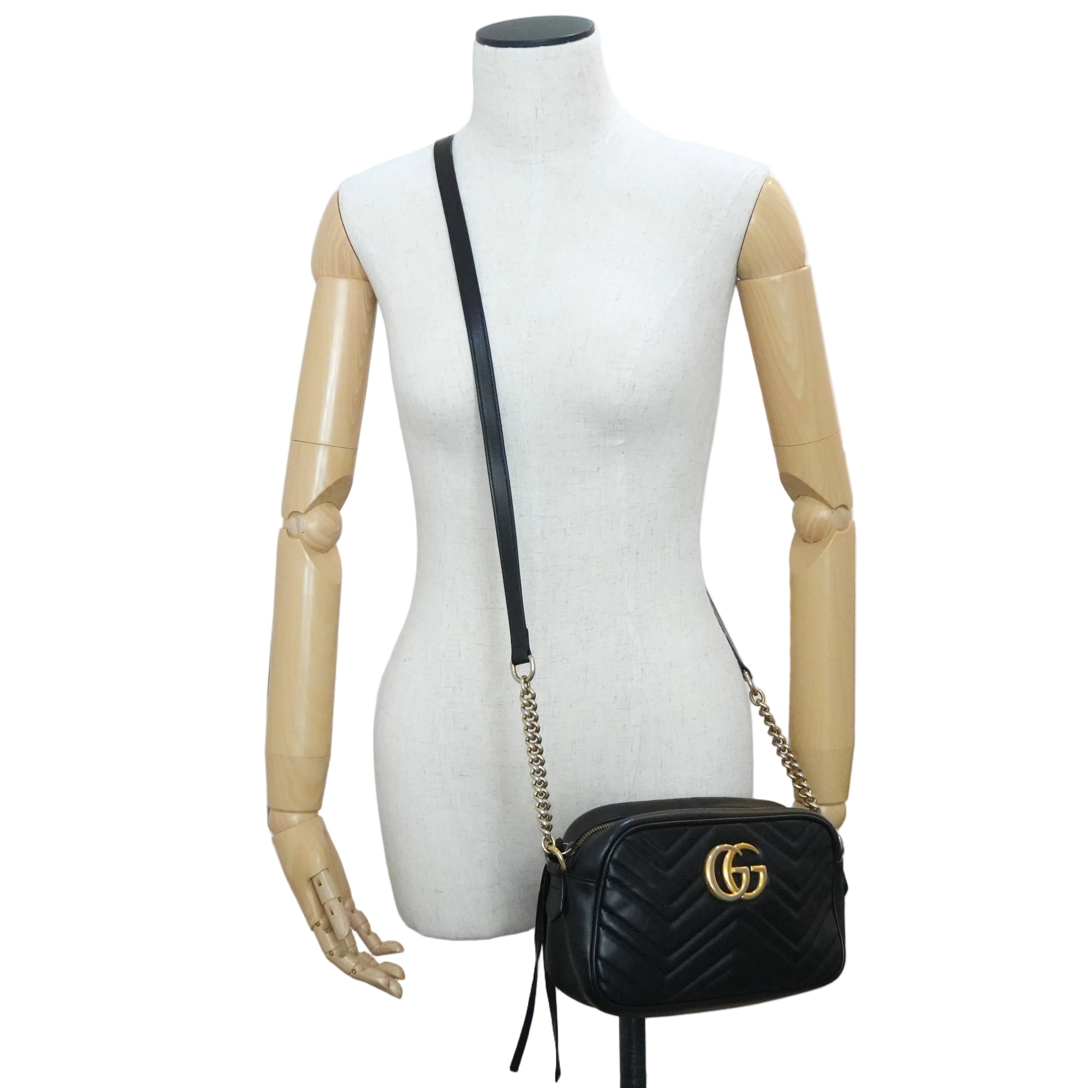 Pre-owned Gucci Leather Marmont Crossbody Bag Black