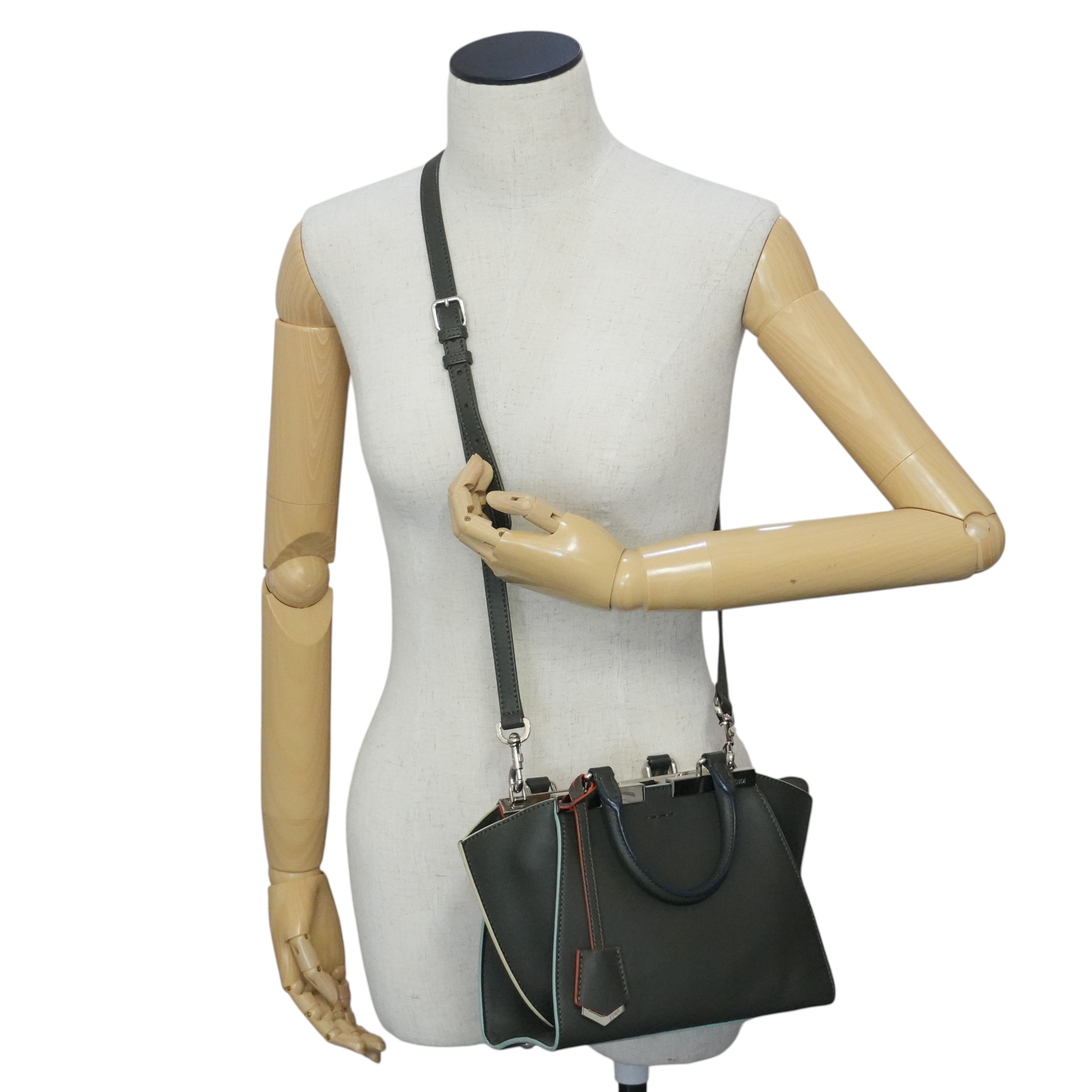 Pre-owned Fendi Petite 3 Jours Tote Bag Dark Green