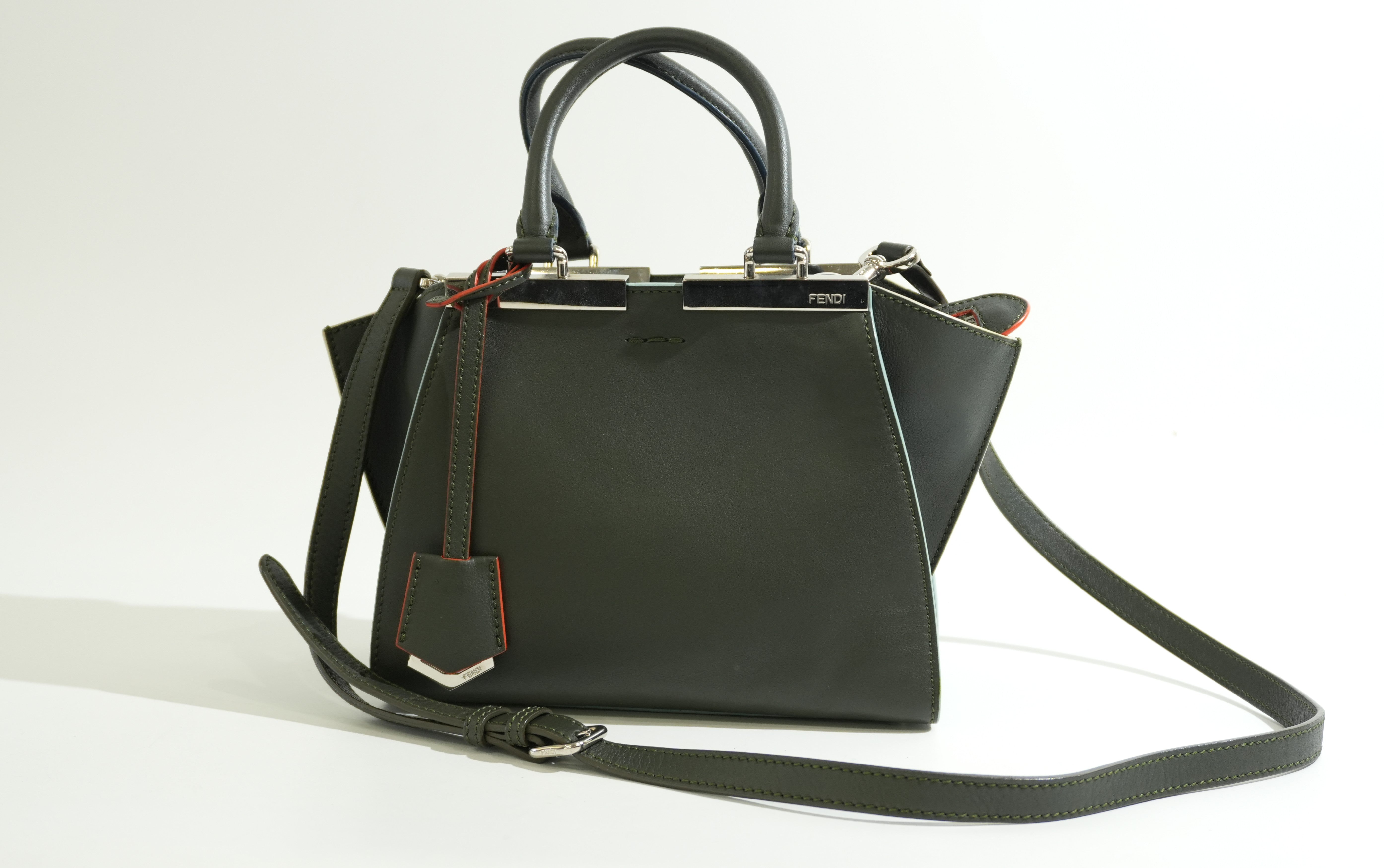 Pre-owned Fendi Petite 3 Jours Tote Bag Dark Green