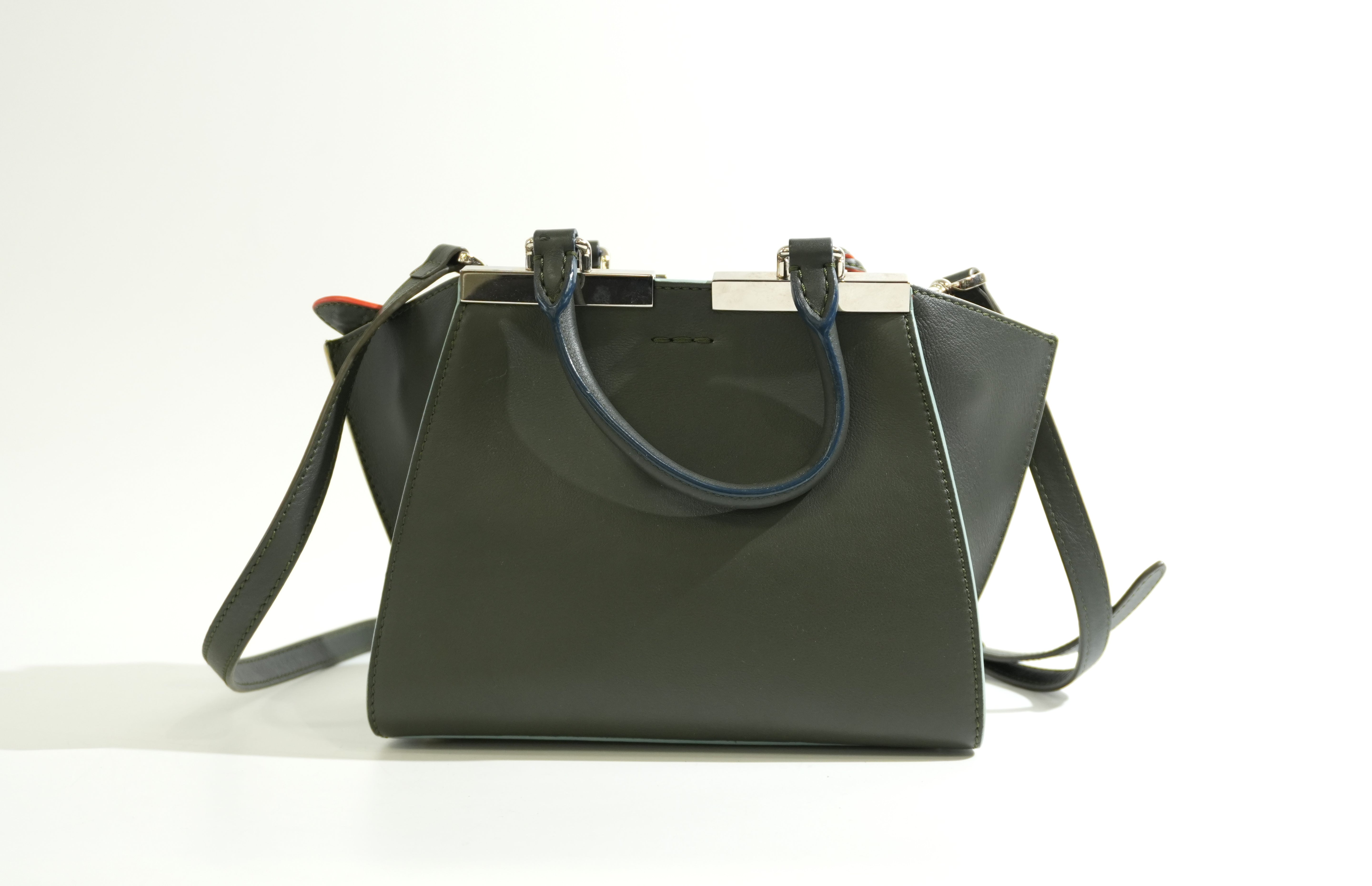 Pre-owned Fendi Petite 3 Jours Tote Bag Dark Green