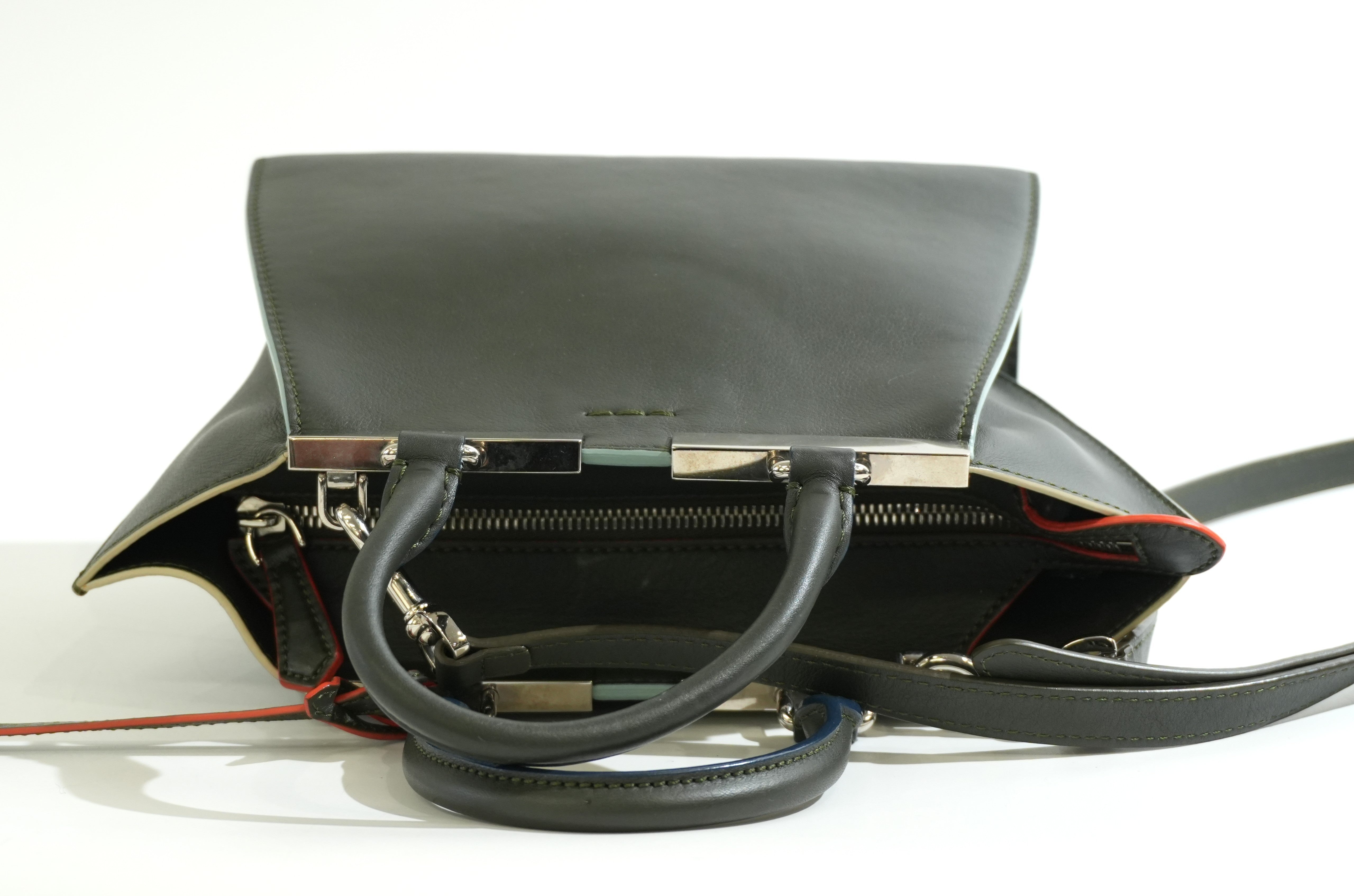 Pre-owned Fendi Petite 3 Jours Tote Bag Dark Green