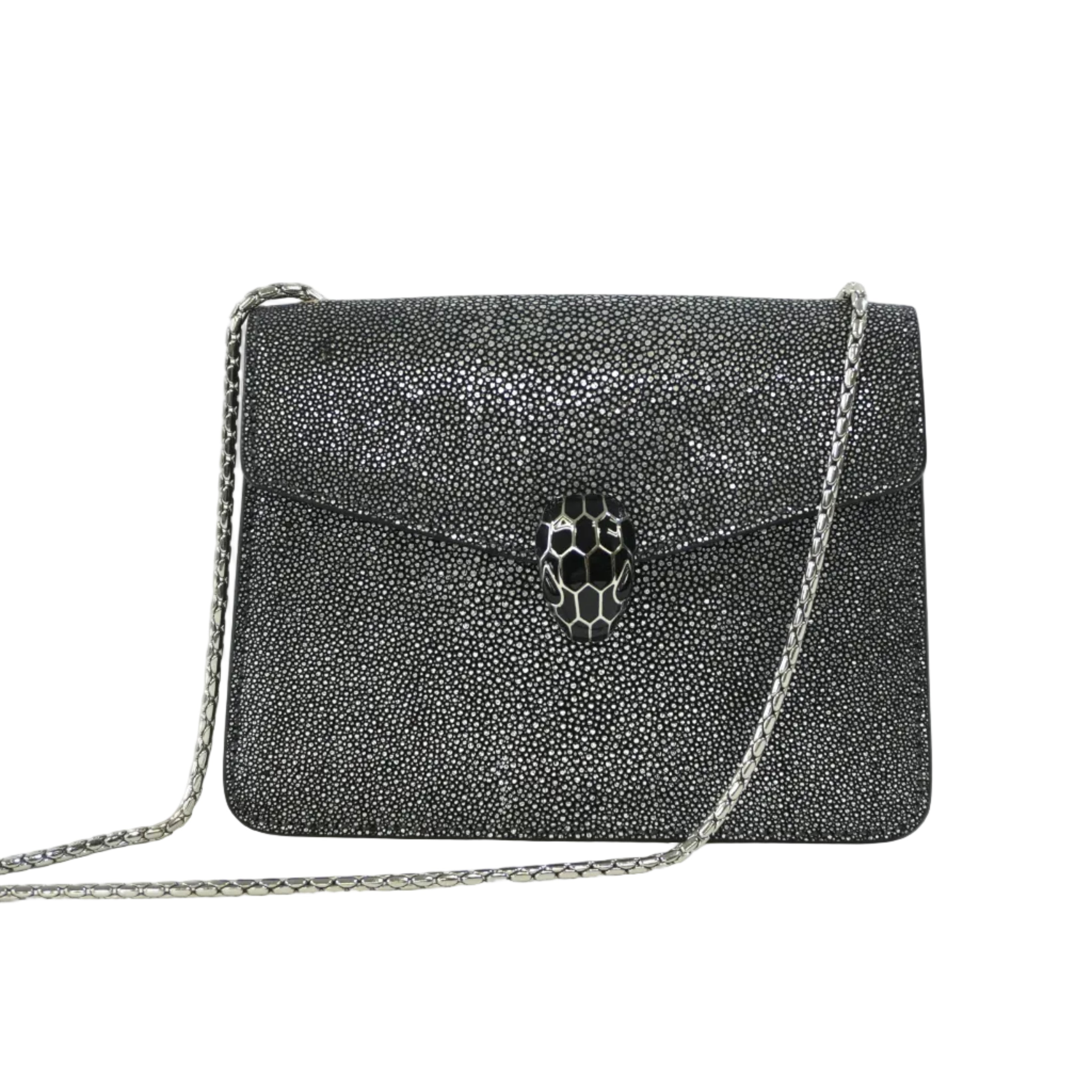 Pre-owned Bulgari Leather Serpenti Chain Shoulder Bag Gray