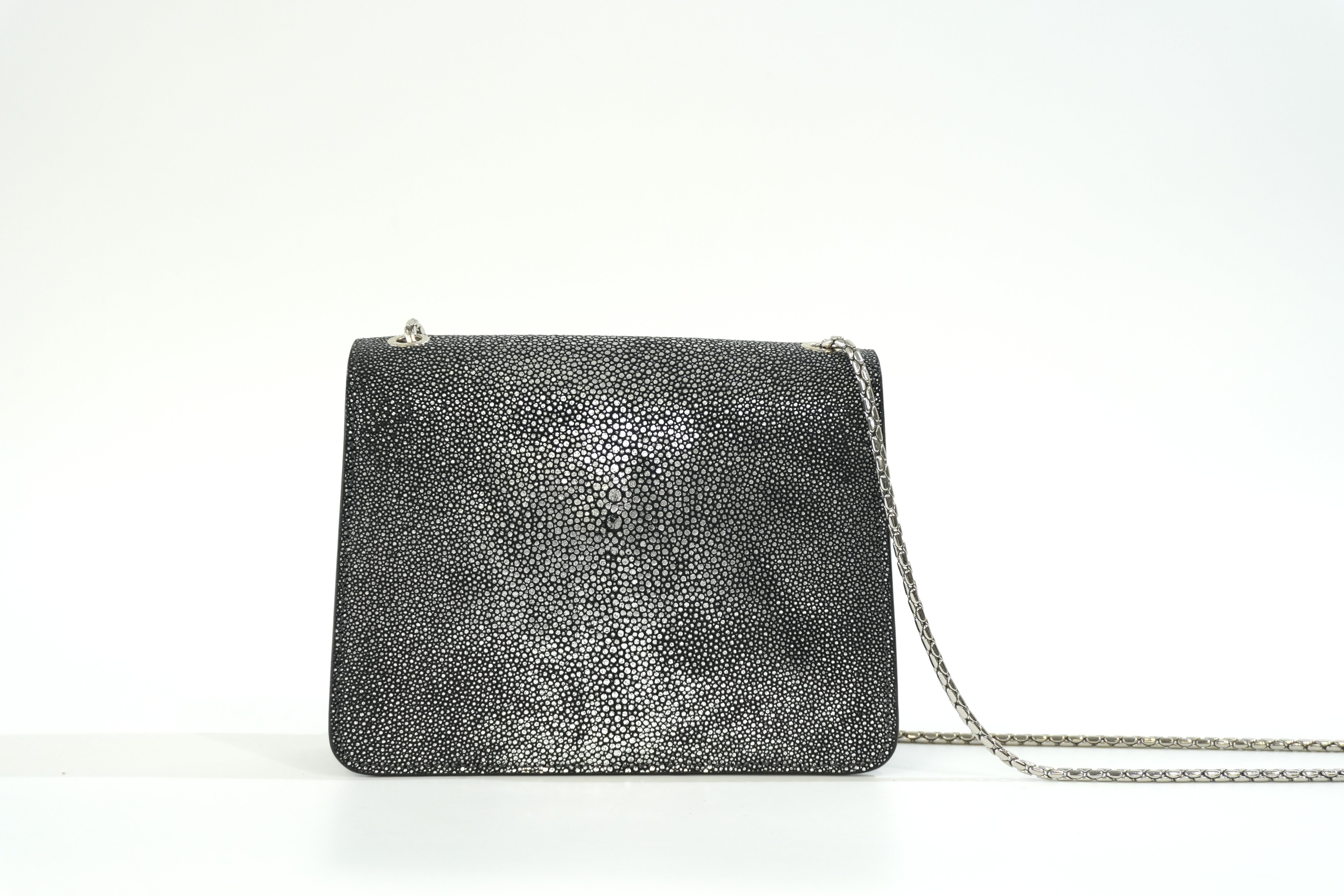 Pre-owned Bulgari Leather Serpenti Chain Shoulder Bag Gray