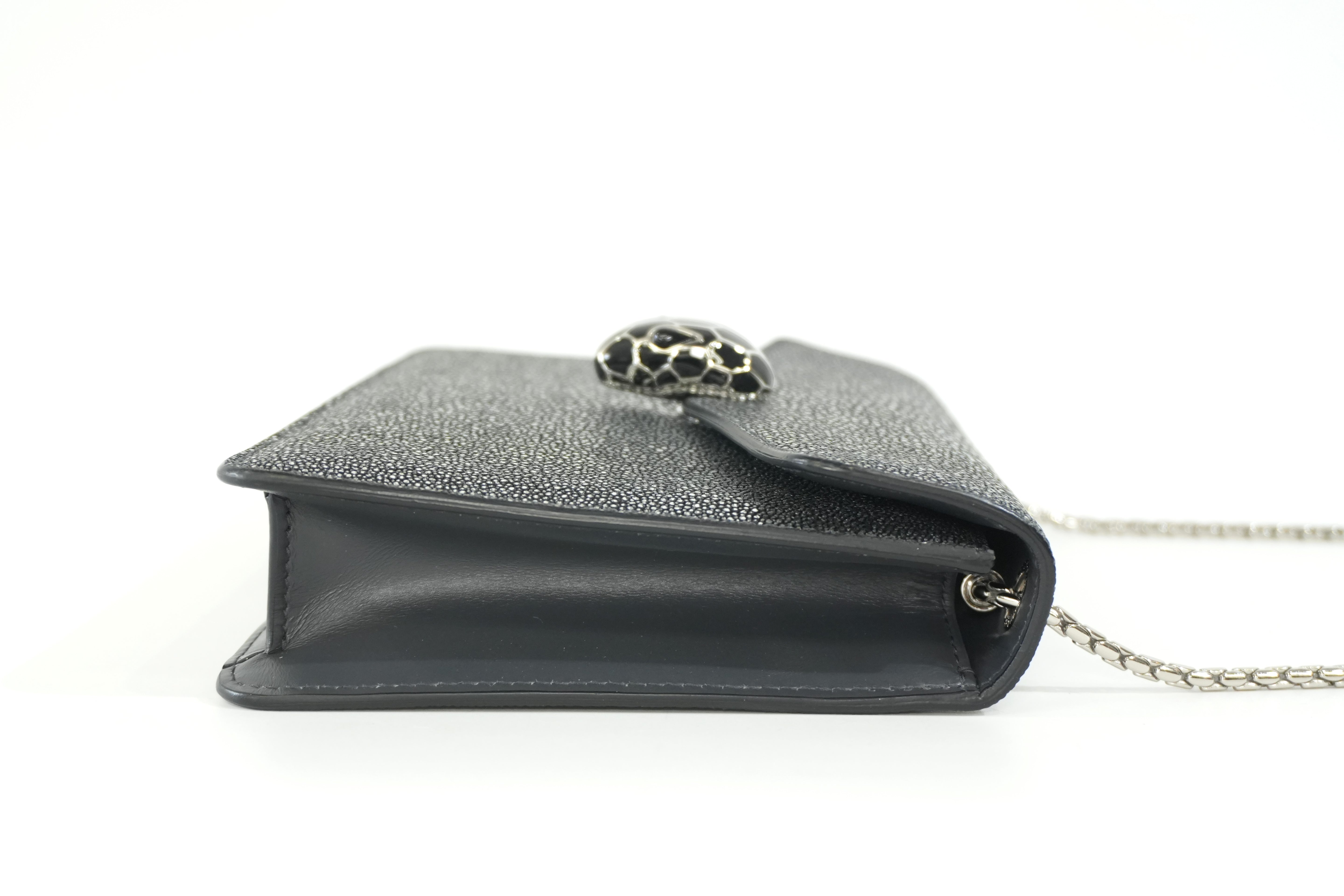 Pre-owned Bulgari Leather Serpenti Chain Shoulder Bag Gray