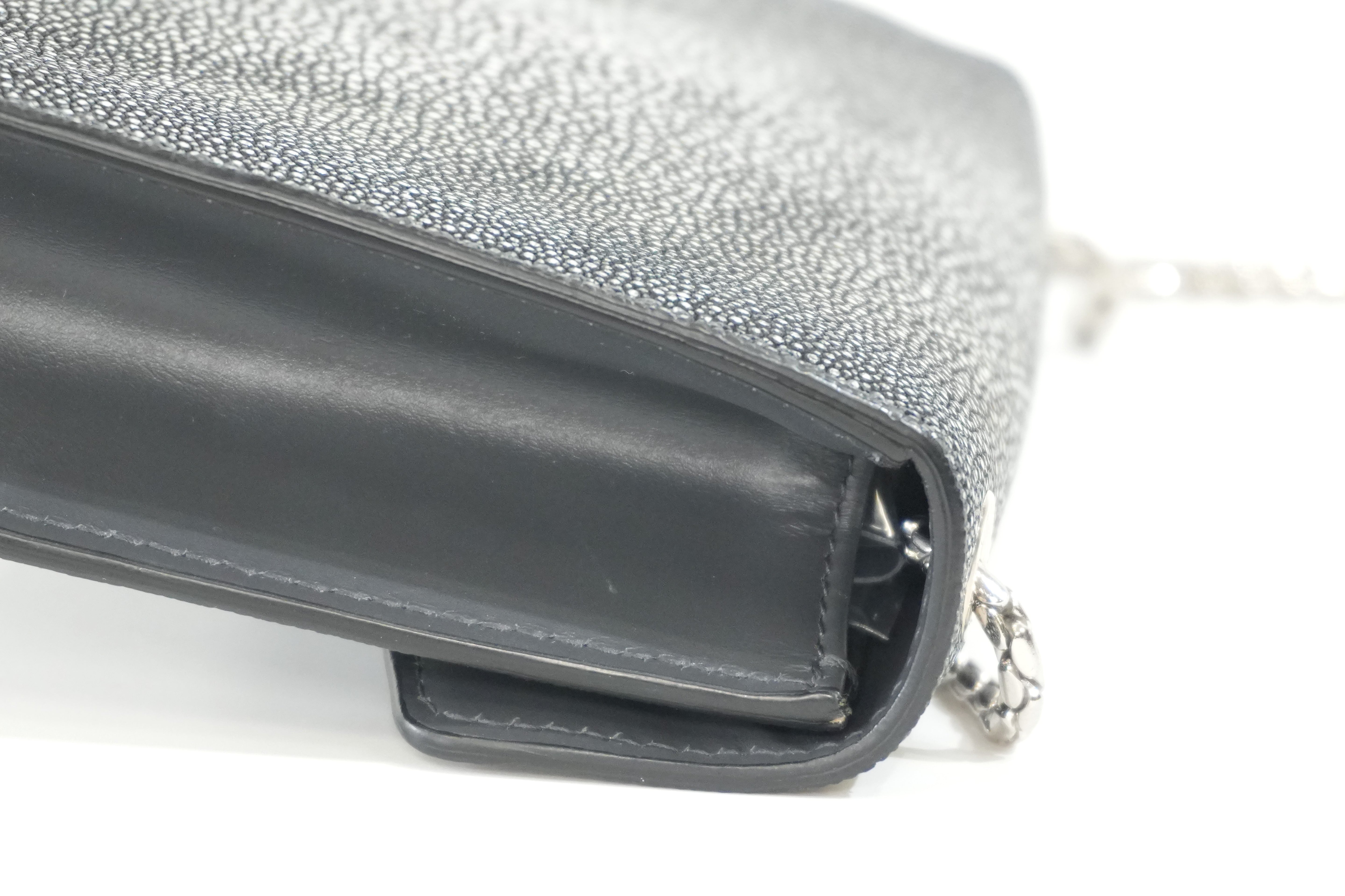 Pre-owned Bulgari Leather Serpenti Chain Shoulder Bag Gray