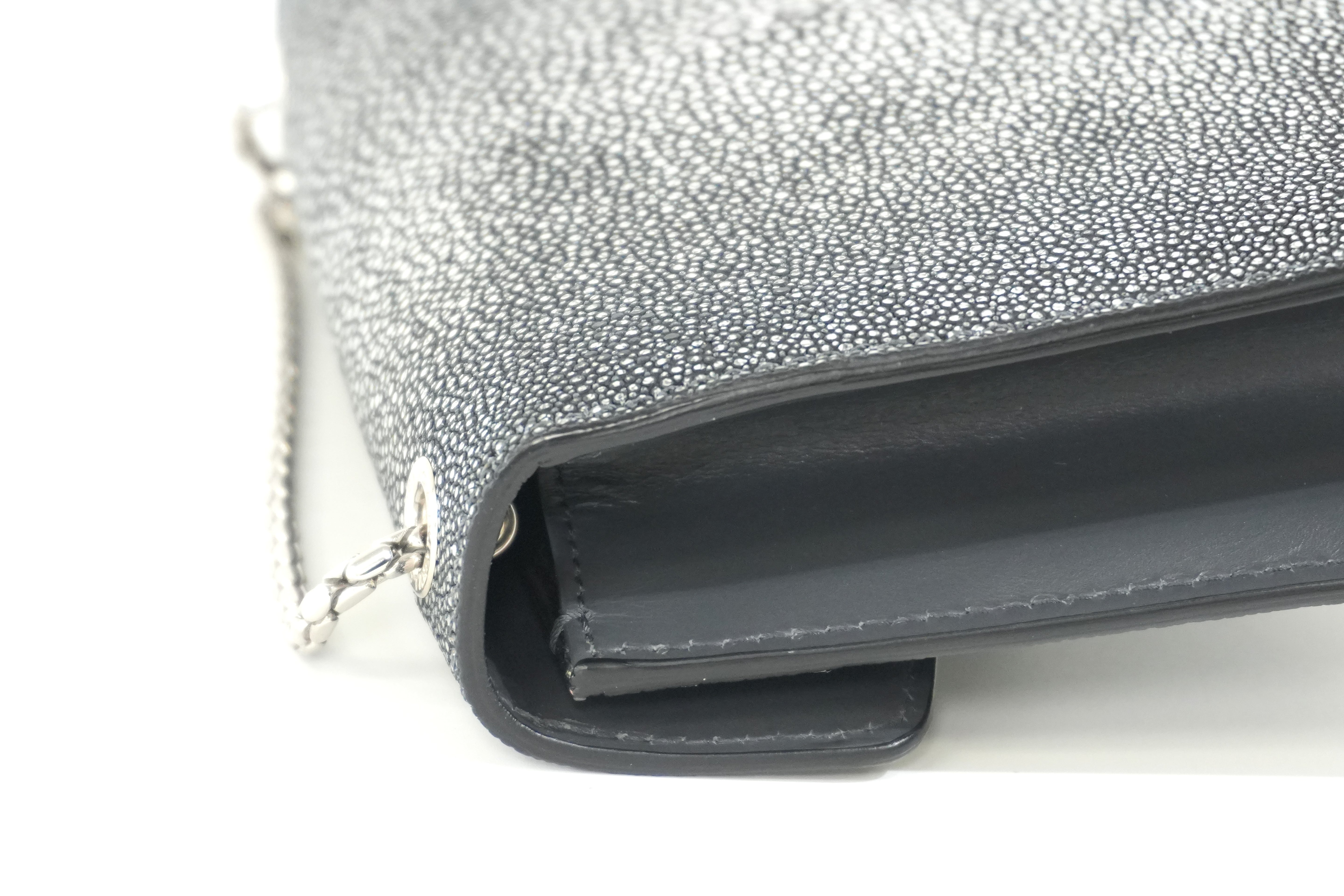 Pre-owned Bulgari Leather Serpenti Chain Shoulder Bag Gray